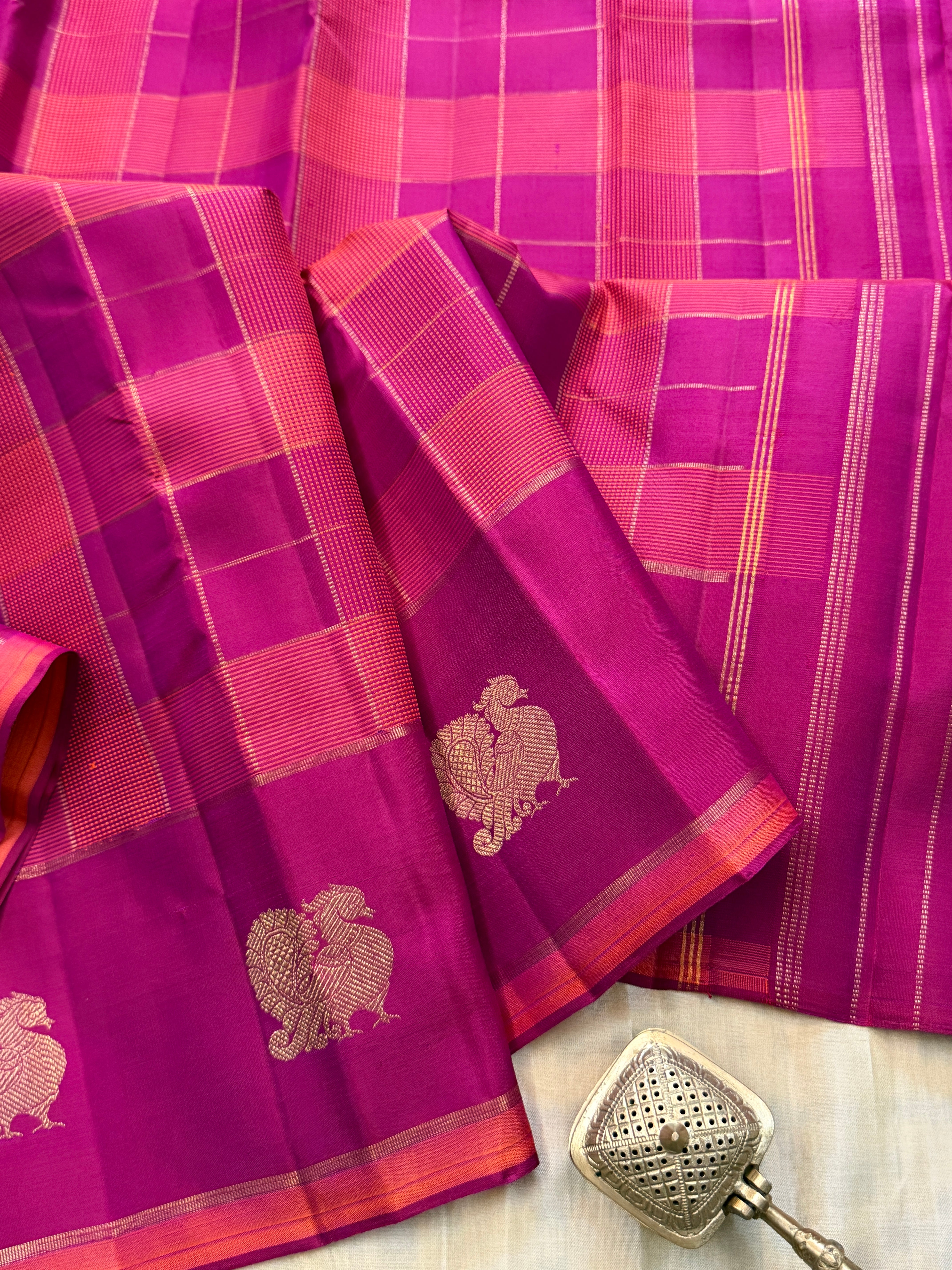 Chettinad kattam border butta / Kanjipuram silk clsa 11574