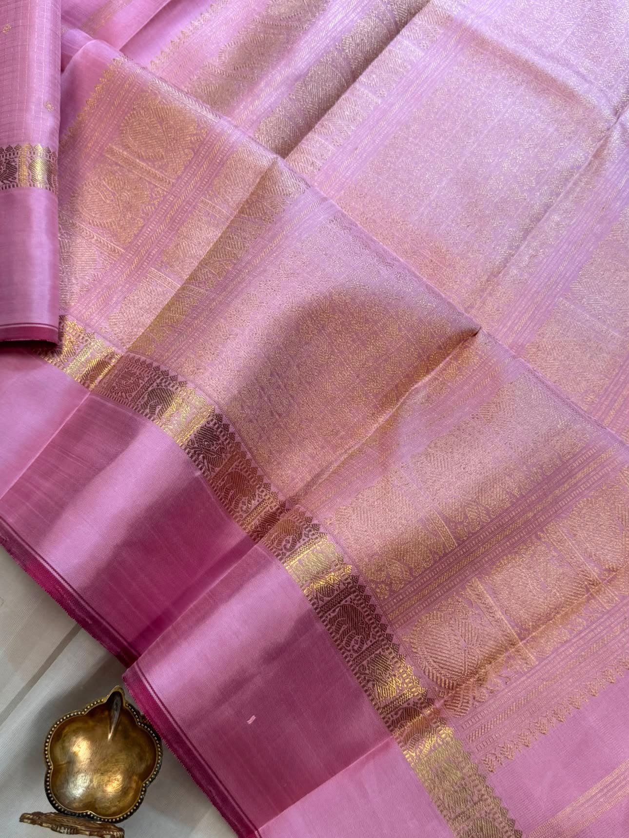 Light pink pure Zari Kattam / kanjipuram silk saree CLSA 10366