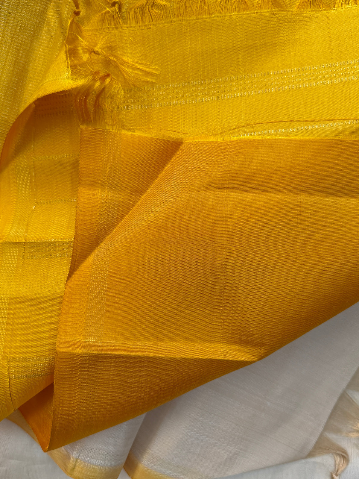 Off white and mustard pure Zari/kanjipuram silk saree clsa 12309