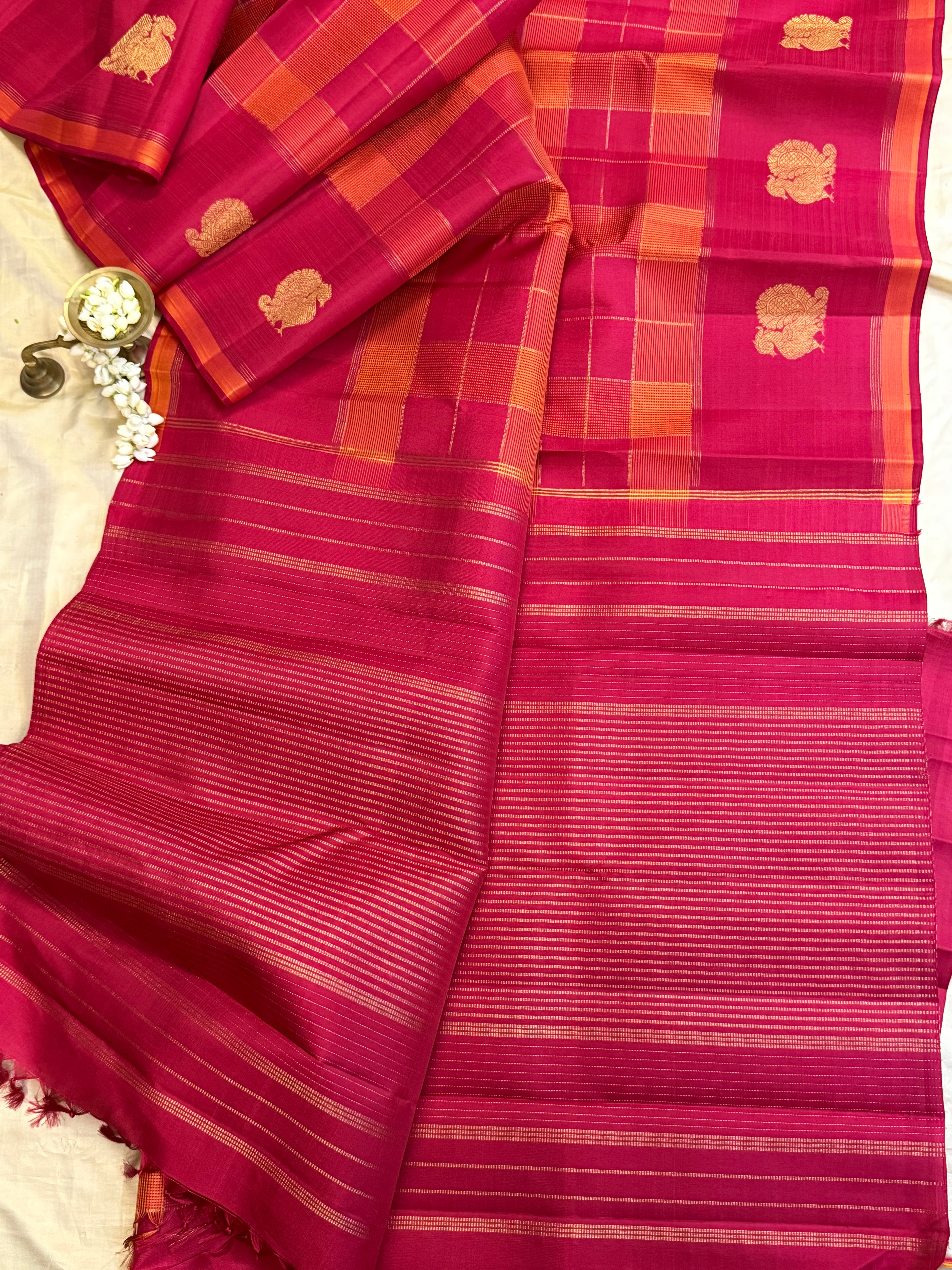 Chettinad kattam border butta / Kanjipuram silk