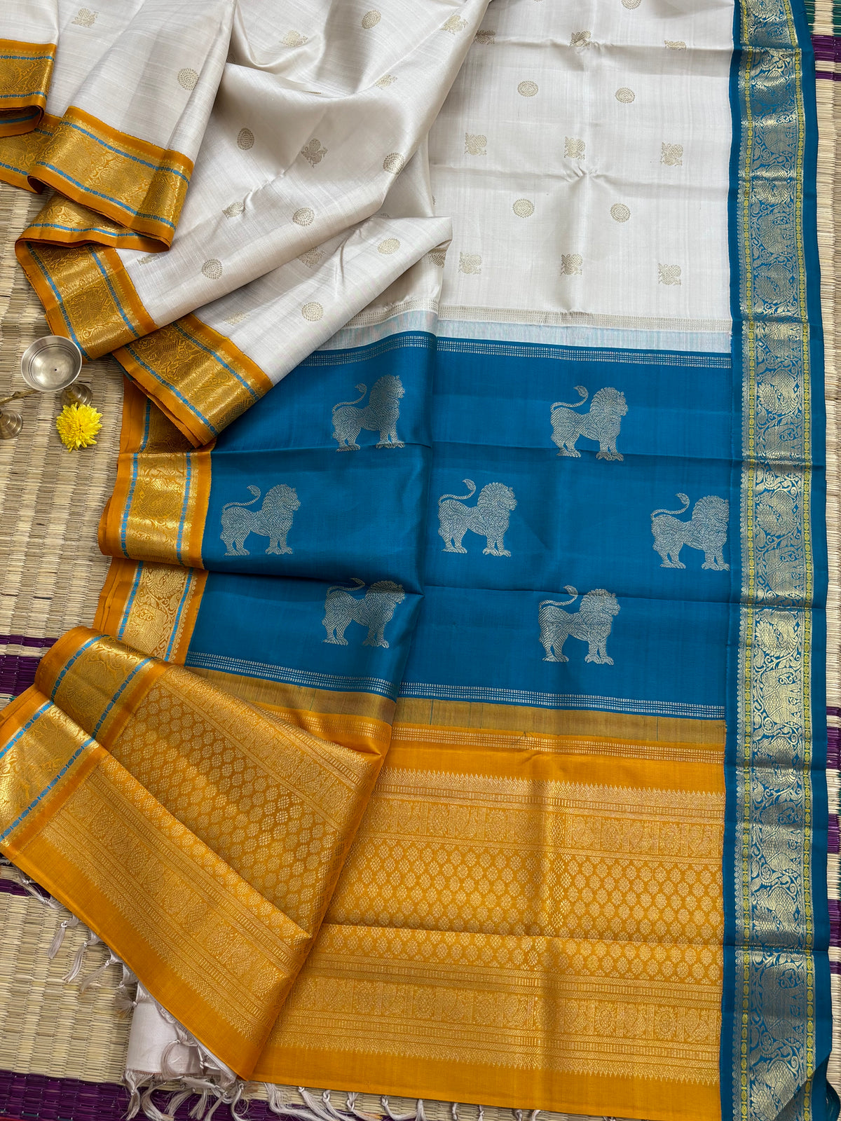 Ganga Jamuna unique double Palla Korvai kanjipuram pure zari/kajipuram silk saree clsa 9982