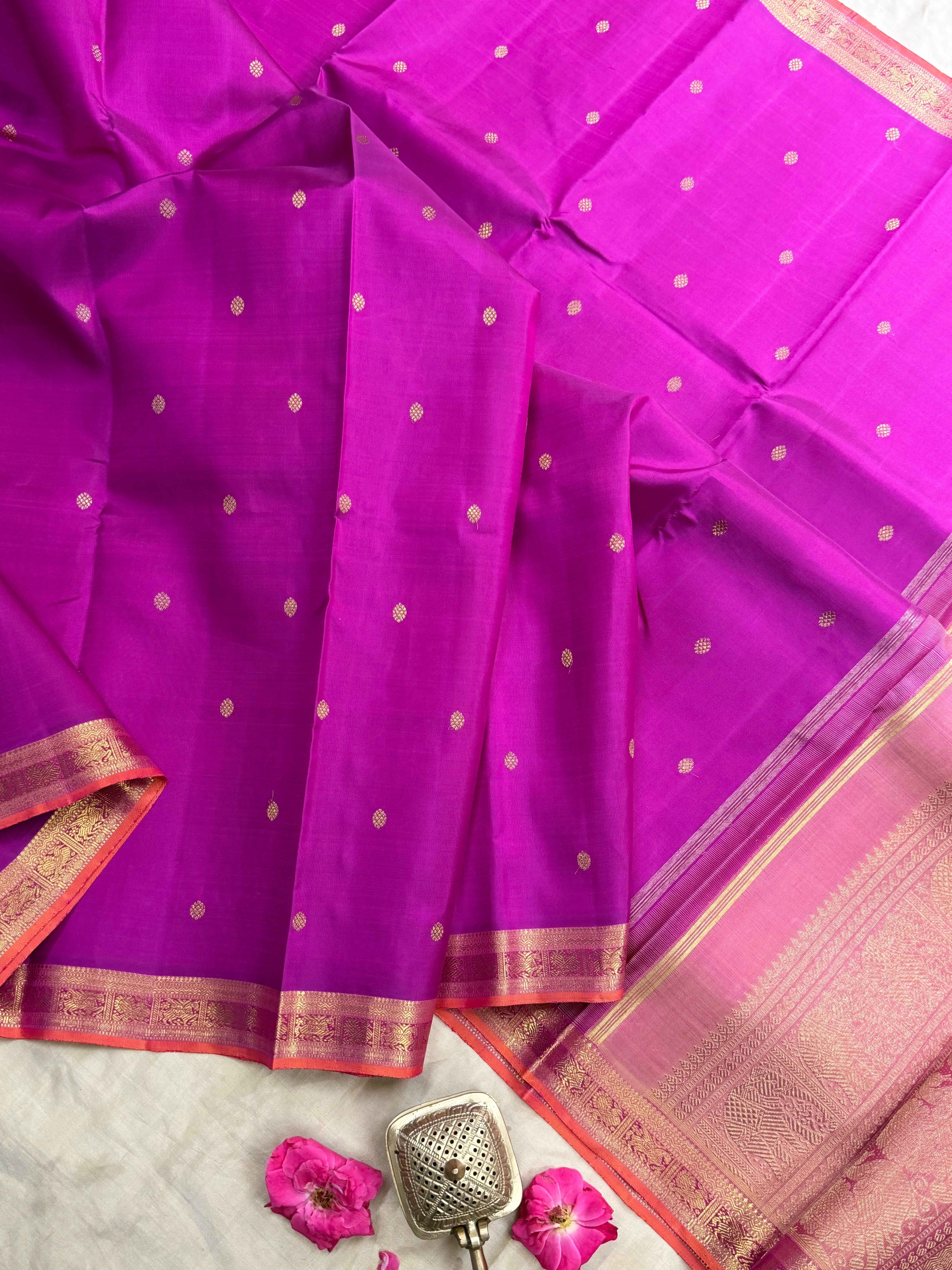 Vaadamalli small border pure Zari Kanjipuram silk CLSA3624