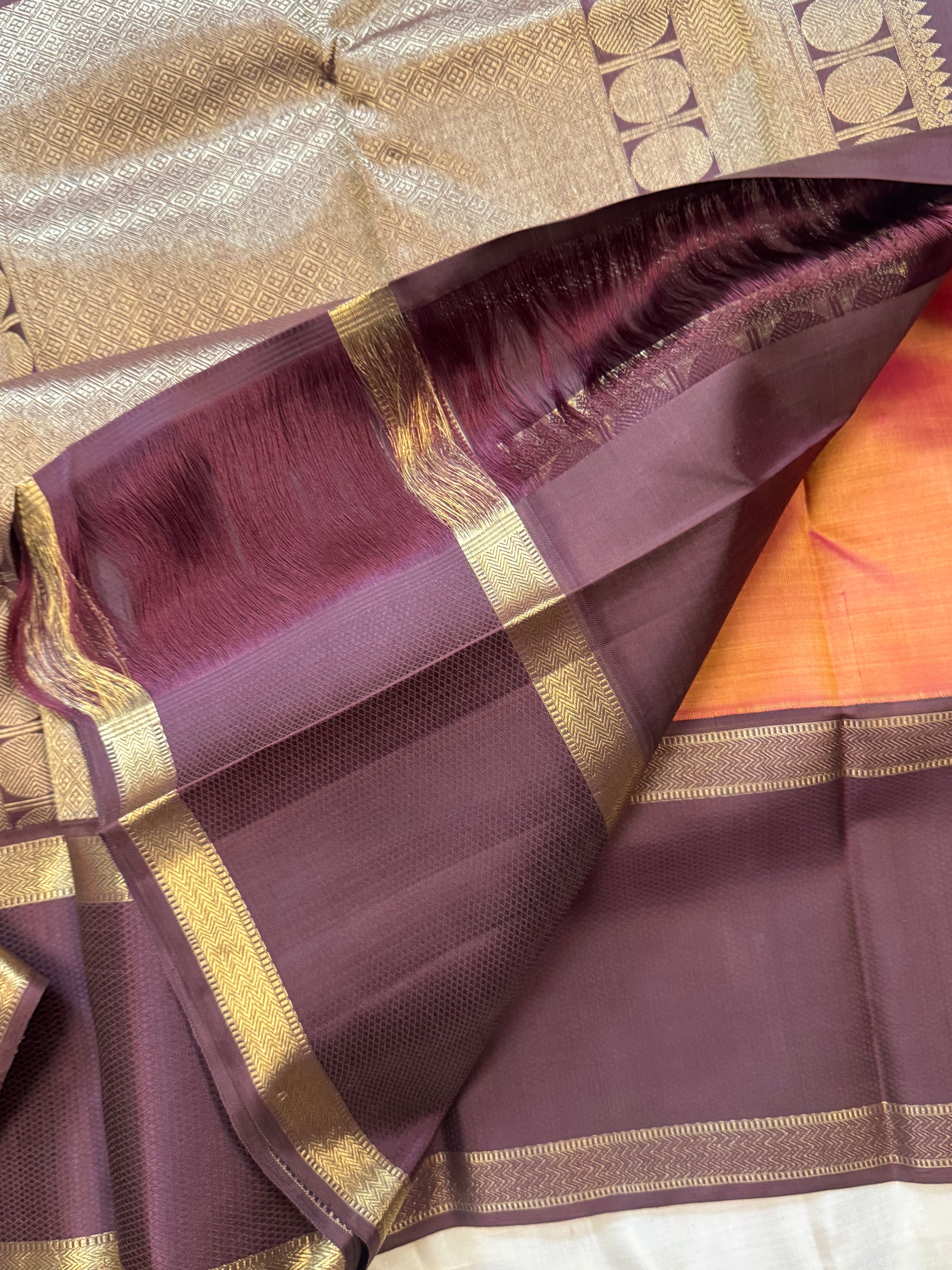 Geva pink kuil kann thread work 5.40m: kanjipuram silk