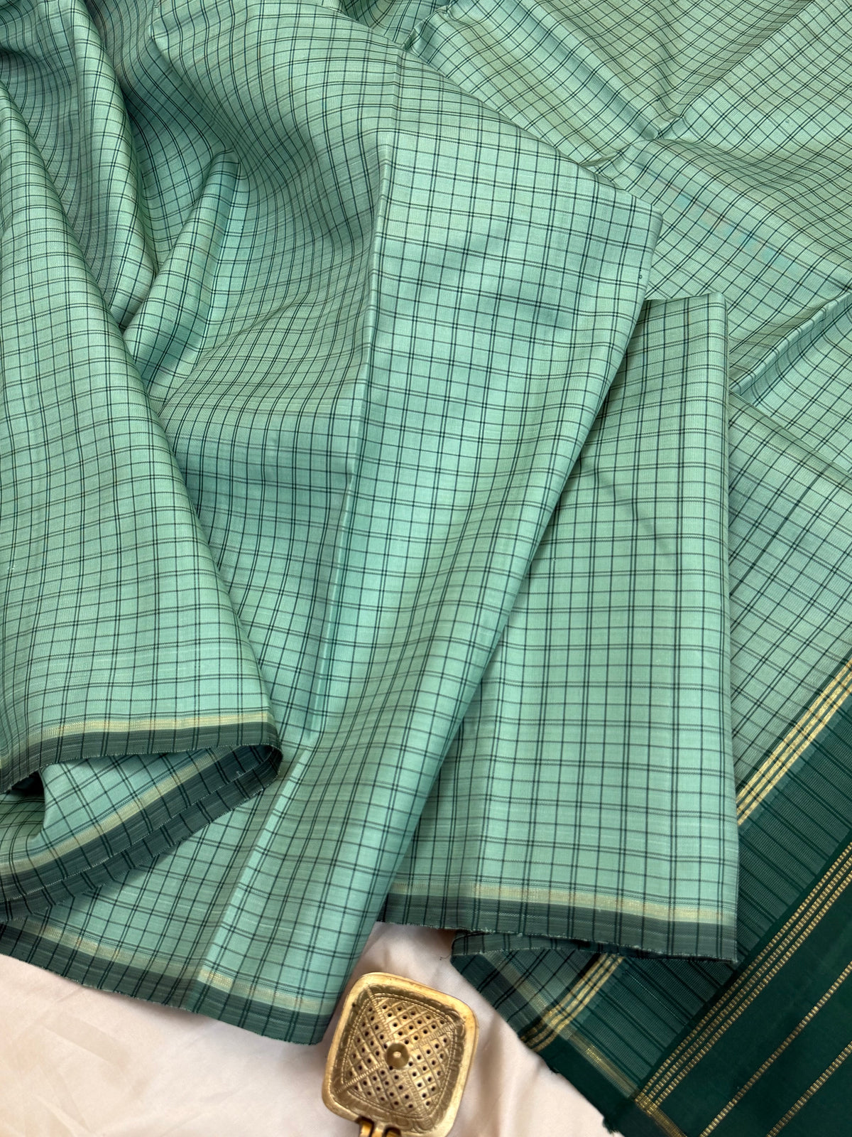 Kattam border less pure Zari/Kanjipuram silk saree clsa 12802