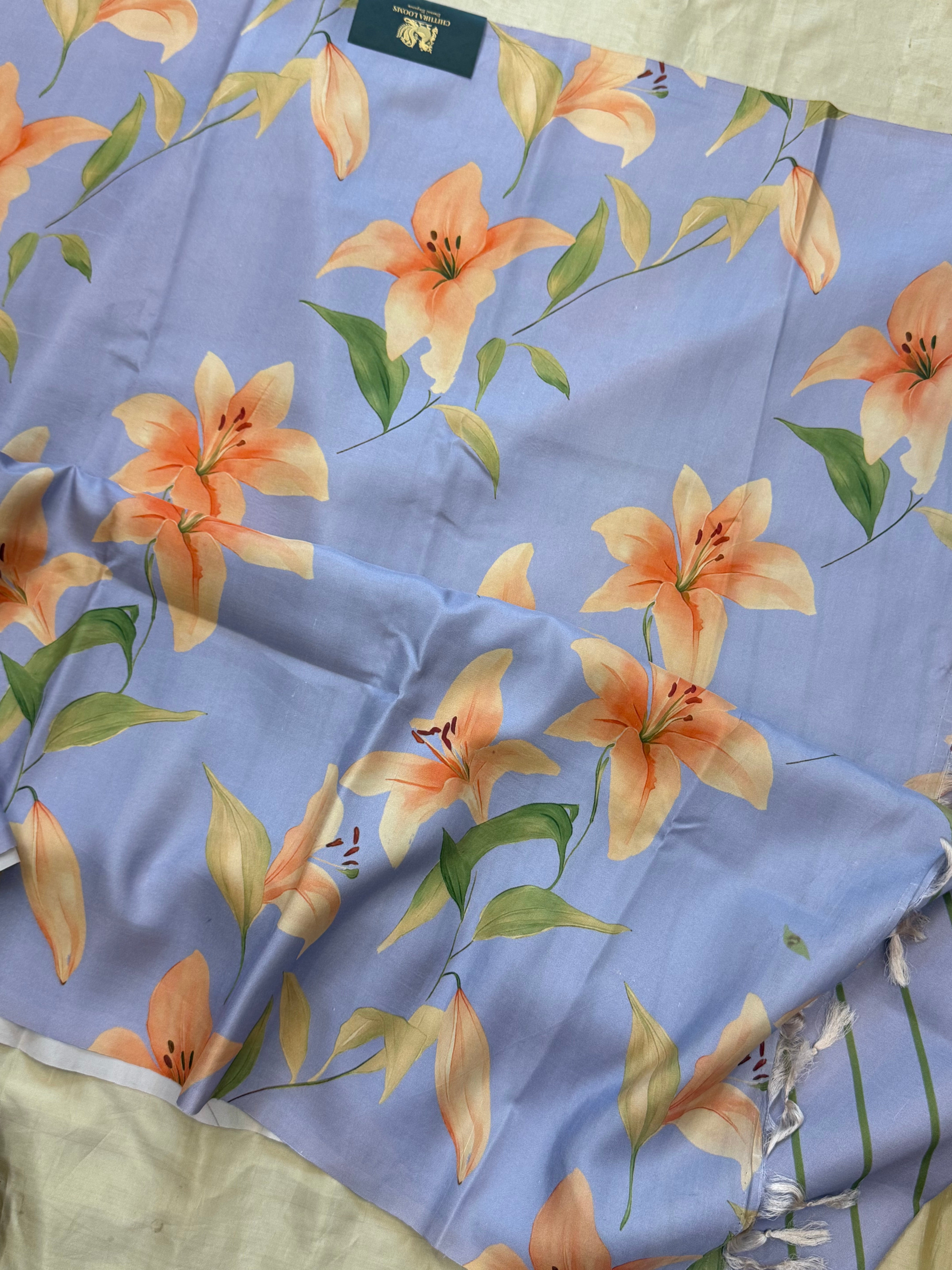 FLORAL DIGITAL PRINTED PURE ZARI / KANJIPURAM SILK SAREE CLSA 10816