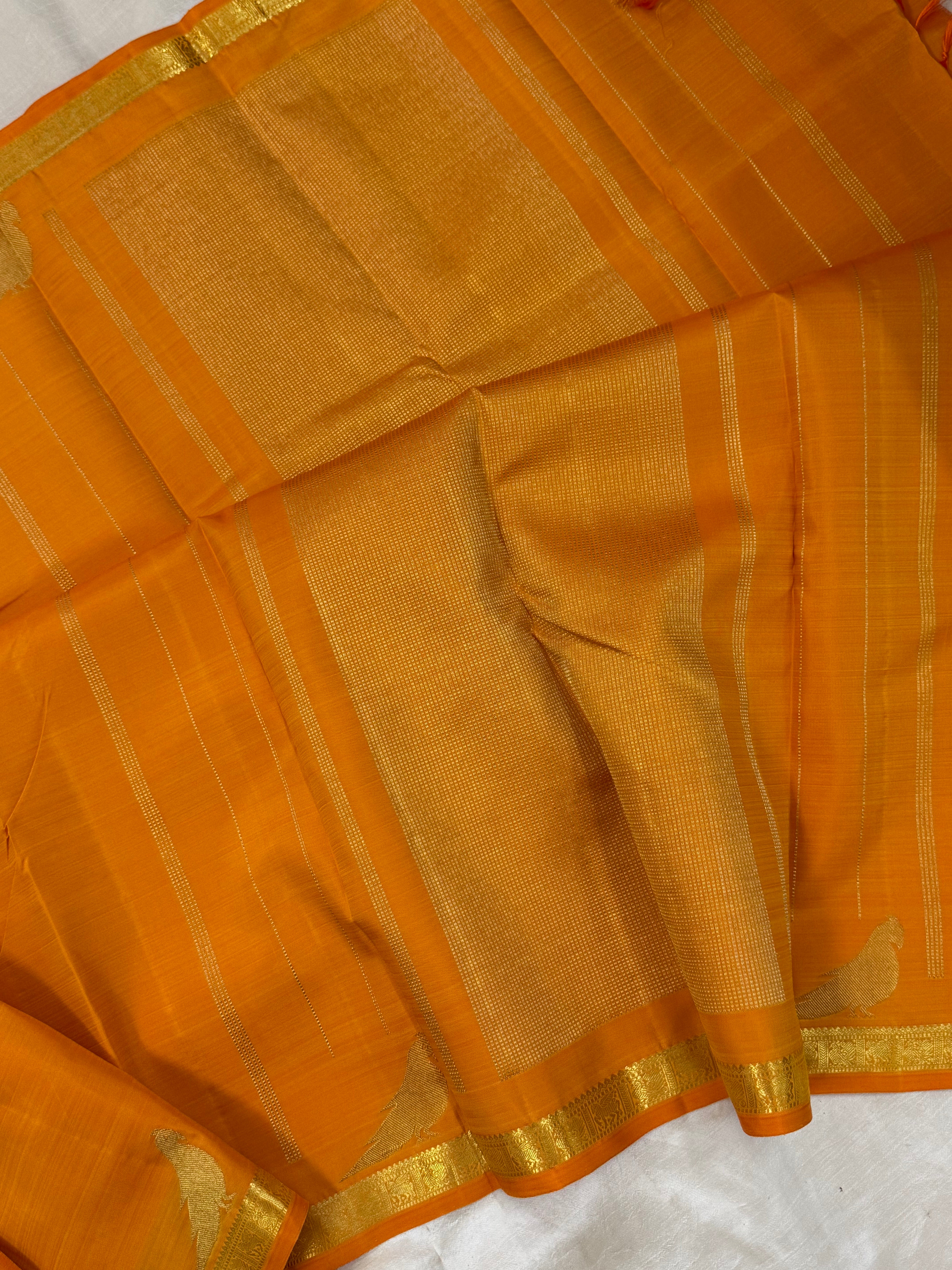 order  Rustic orange killi border butta / Kanjipuram silk