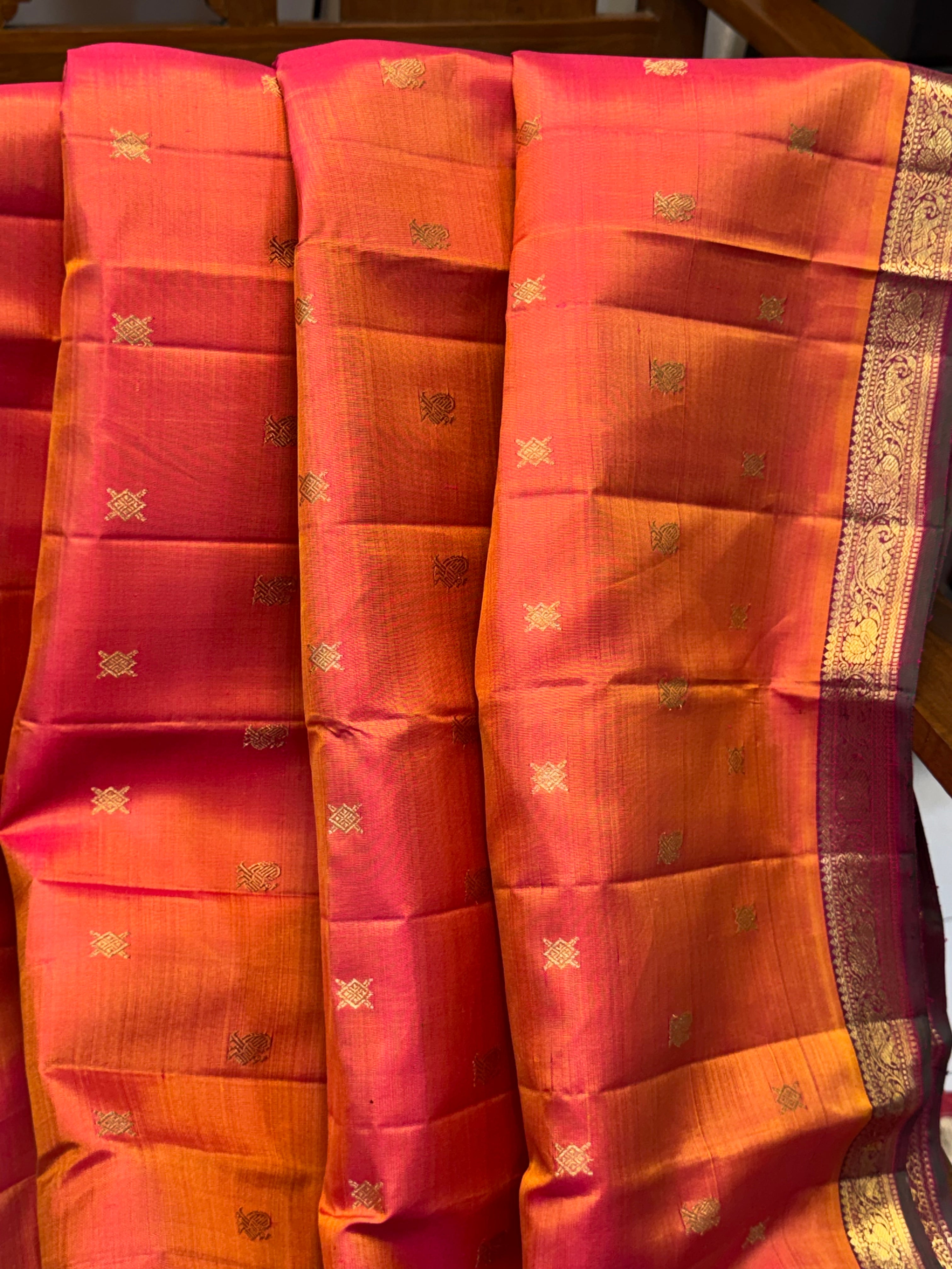 Rust small  border  / kanjipuram silk