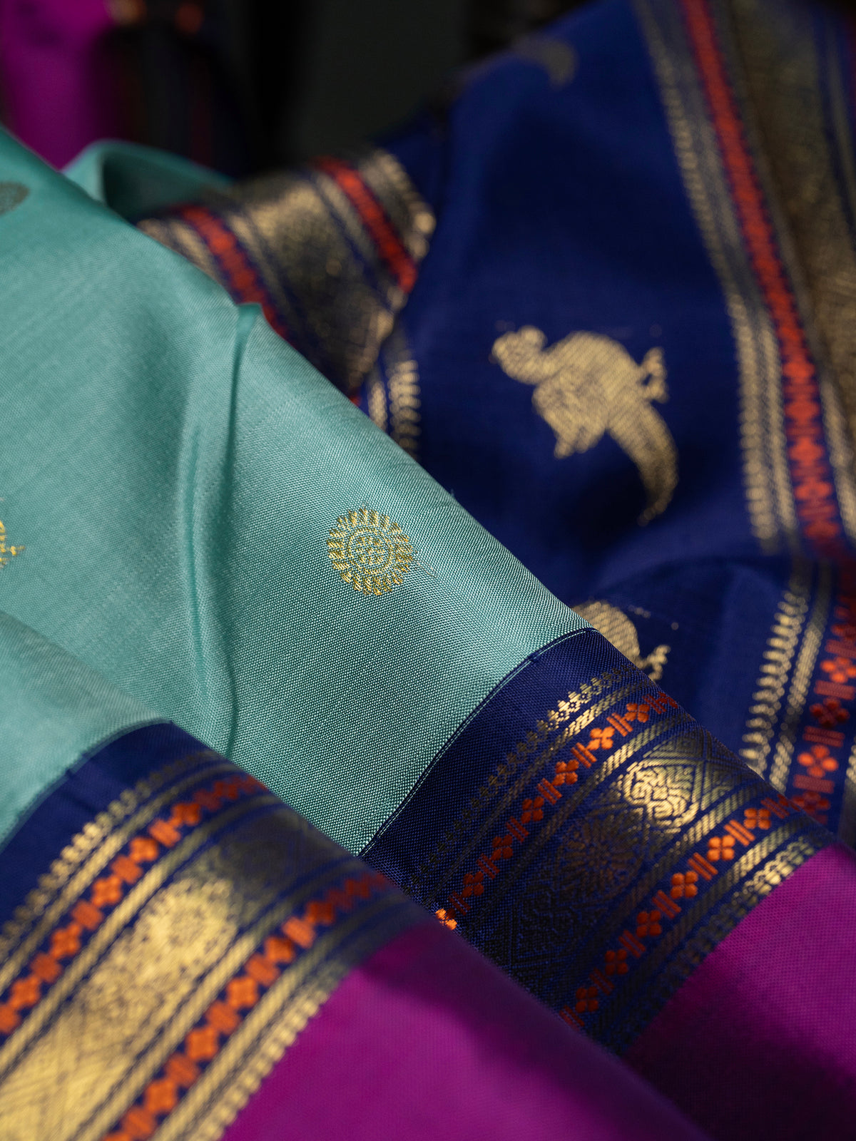Powder blue retta pet pure Kanjipuram Silk Saree CLSA10976