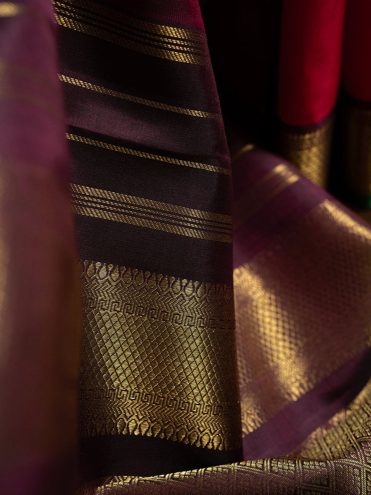 Rust Kai korvai / Kanjipuram Silk Saree CLSA7742