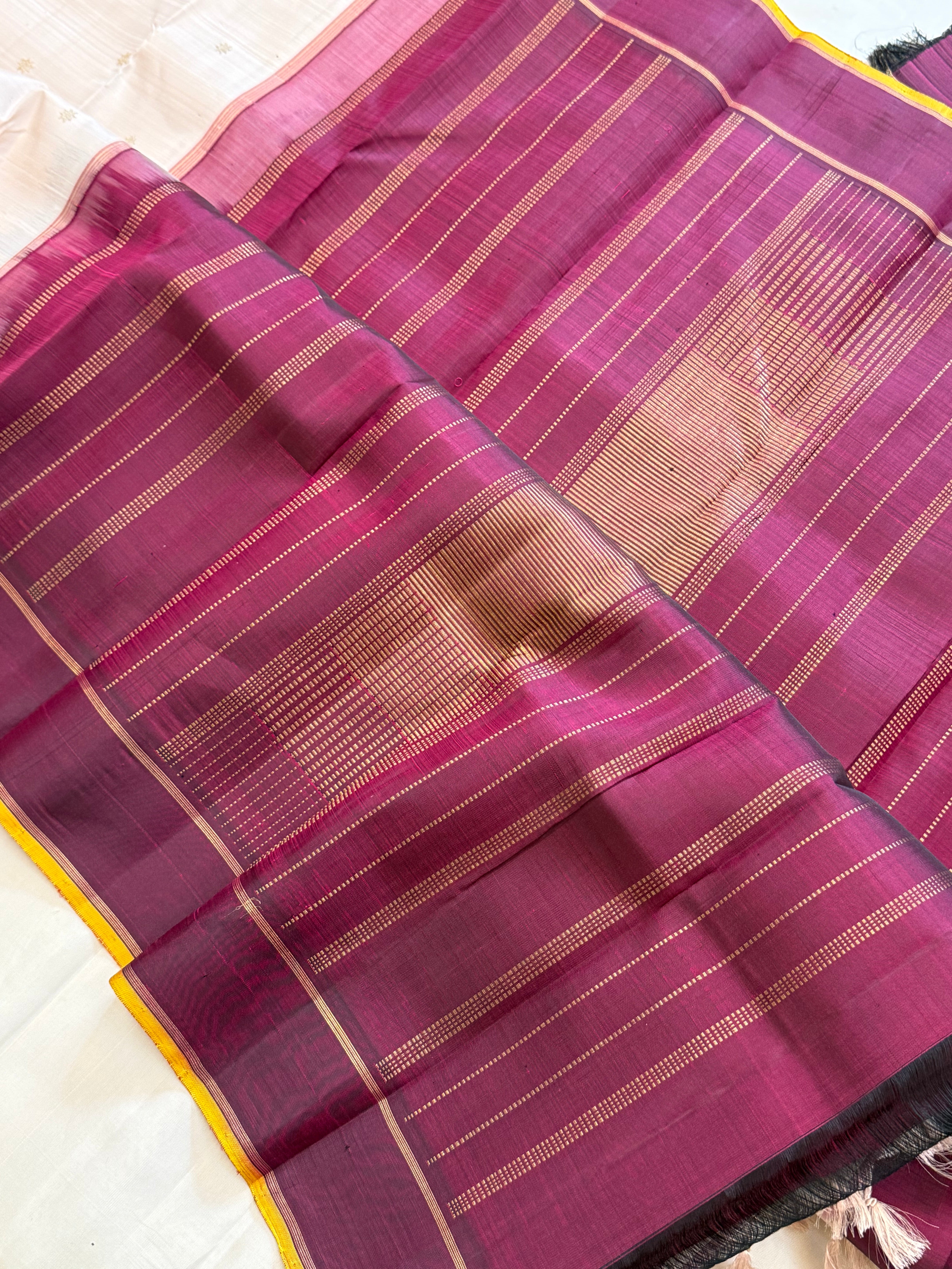 Cream Korvai Pure Kanjipuram silk