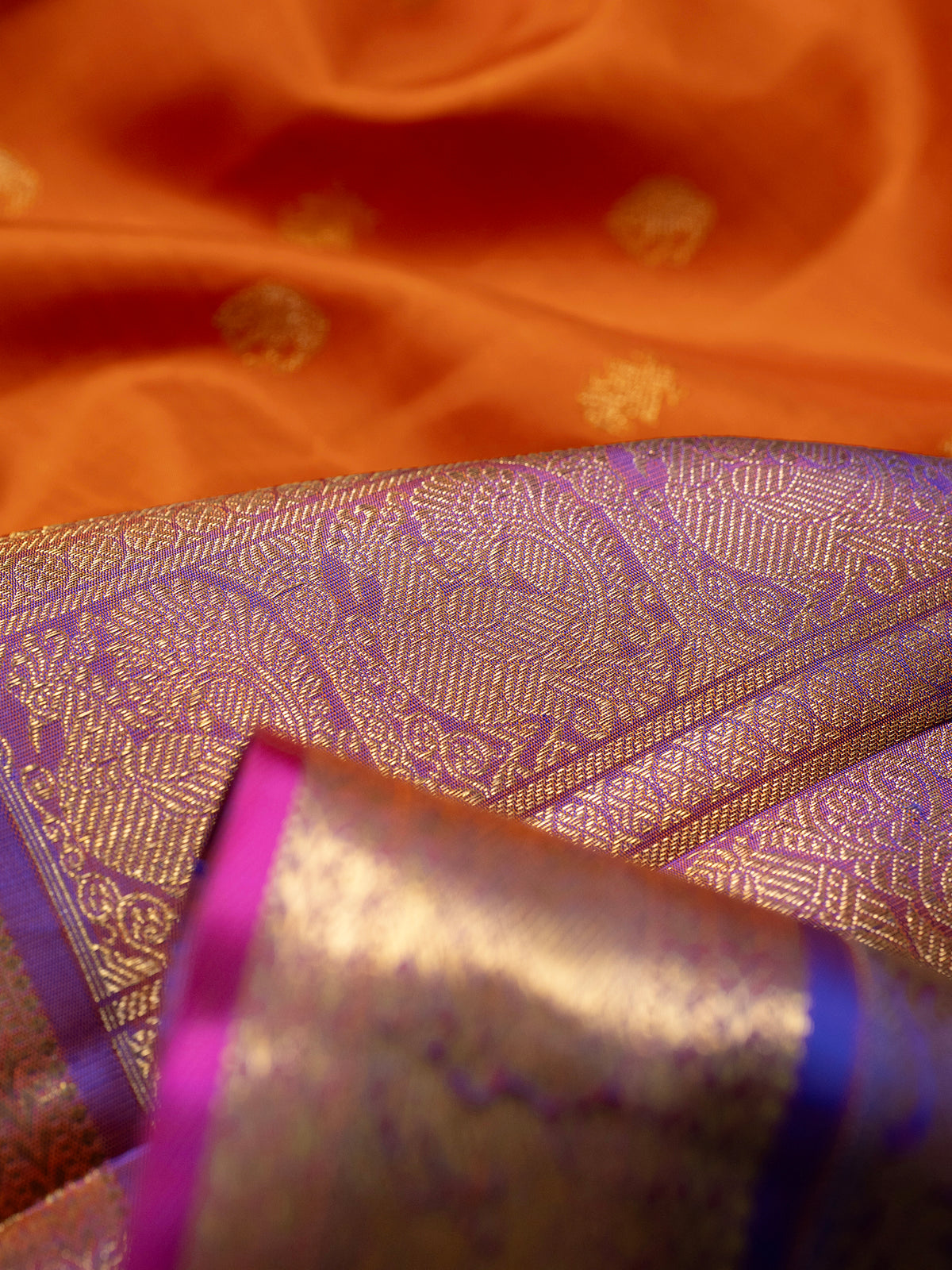 Orange with pure Zari /Kanjipuram Silk Saree CLSA11763