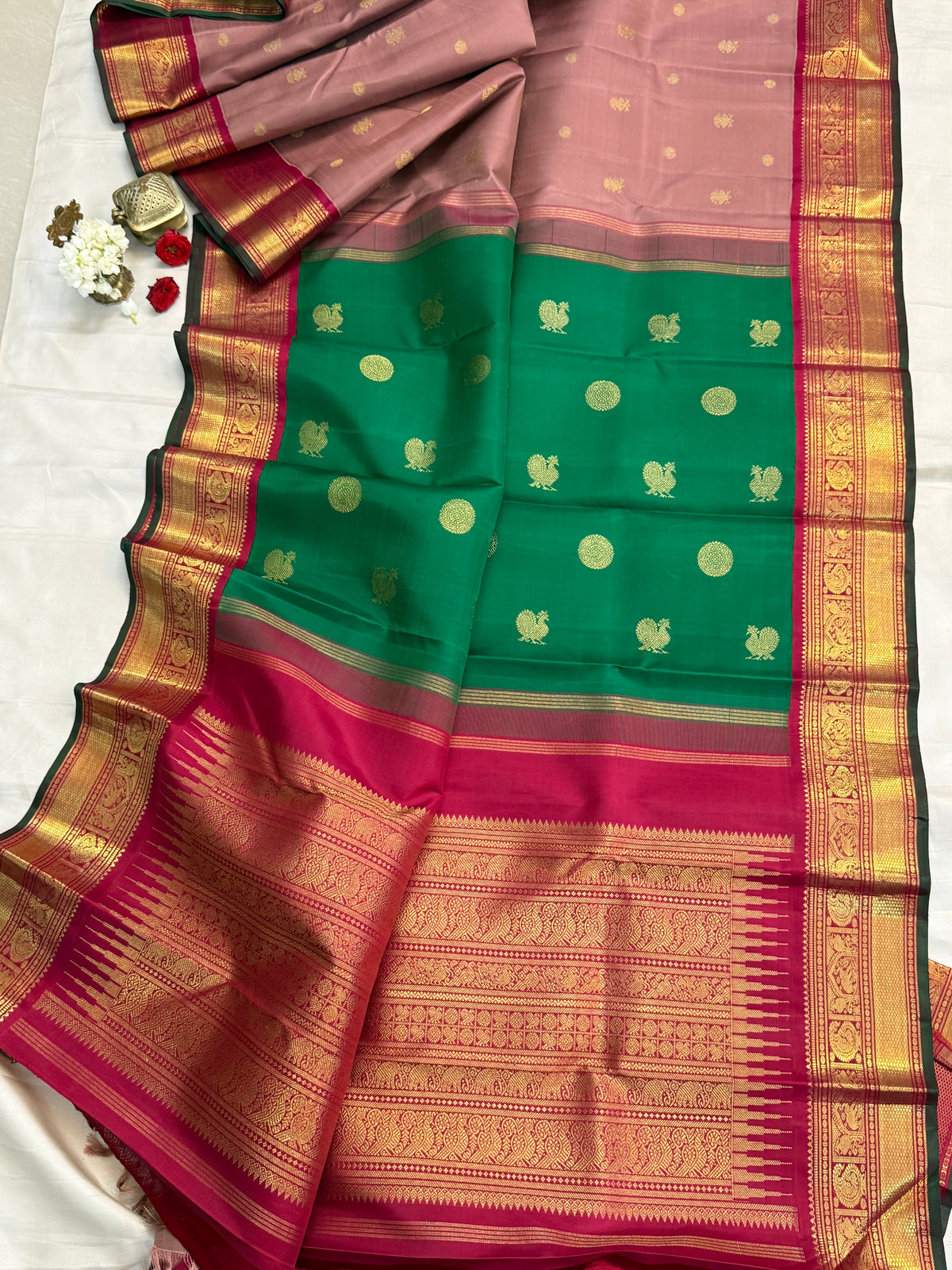double Palla Korvai/ Kanjipuram Silk Saree CLSA 8885