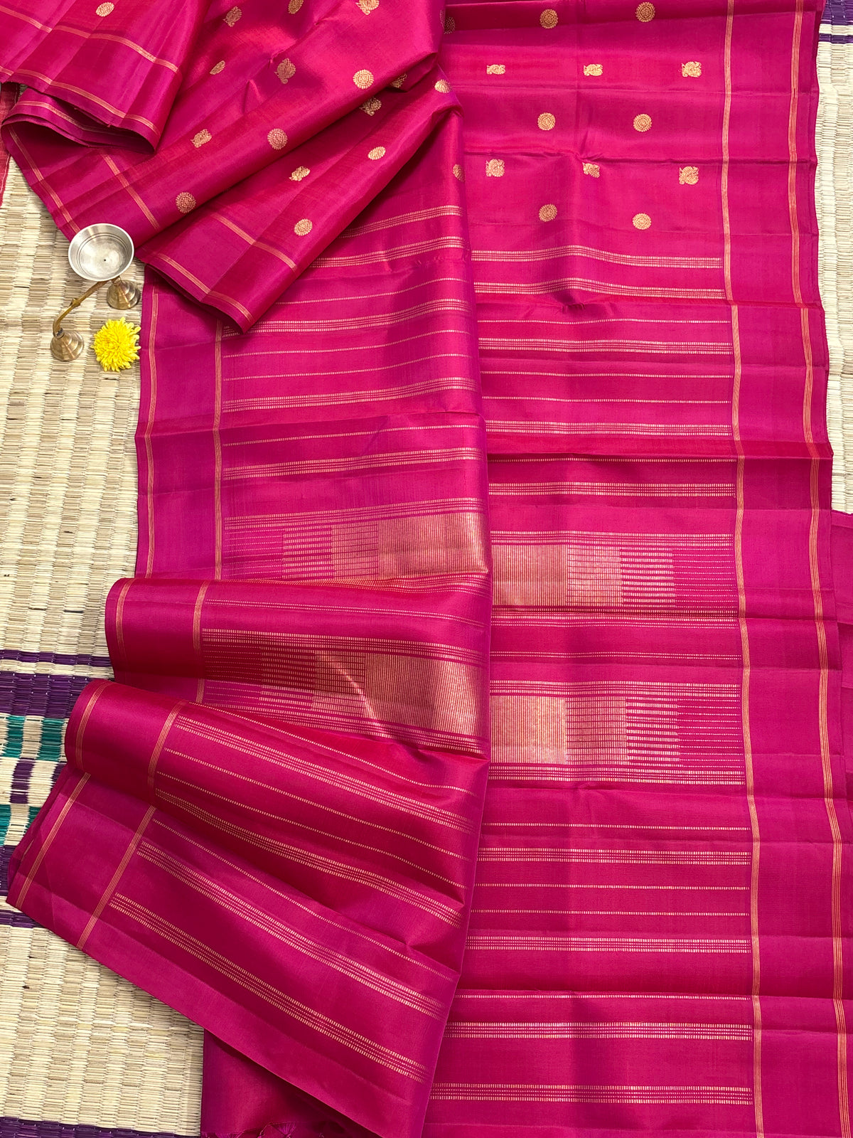 Reddish pink with pure zari butta/kanjipuram silk saree clsa 12320