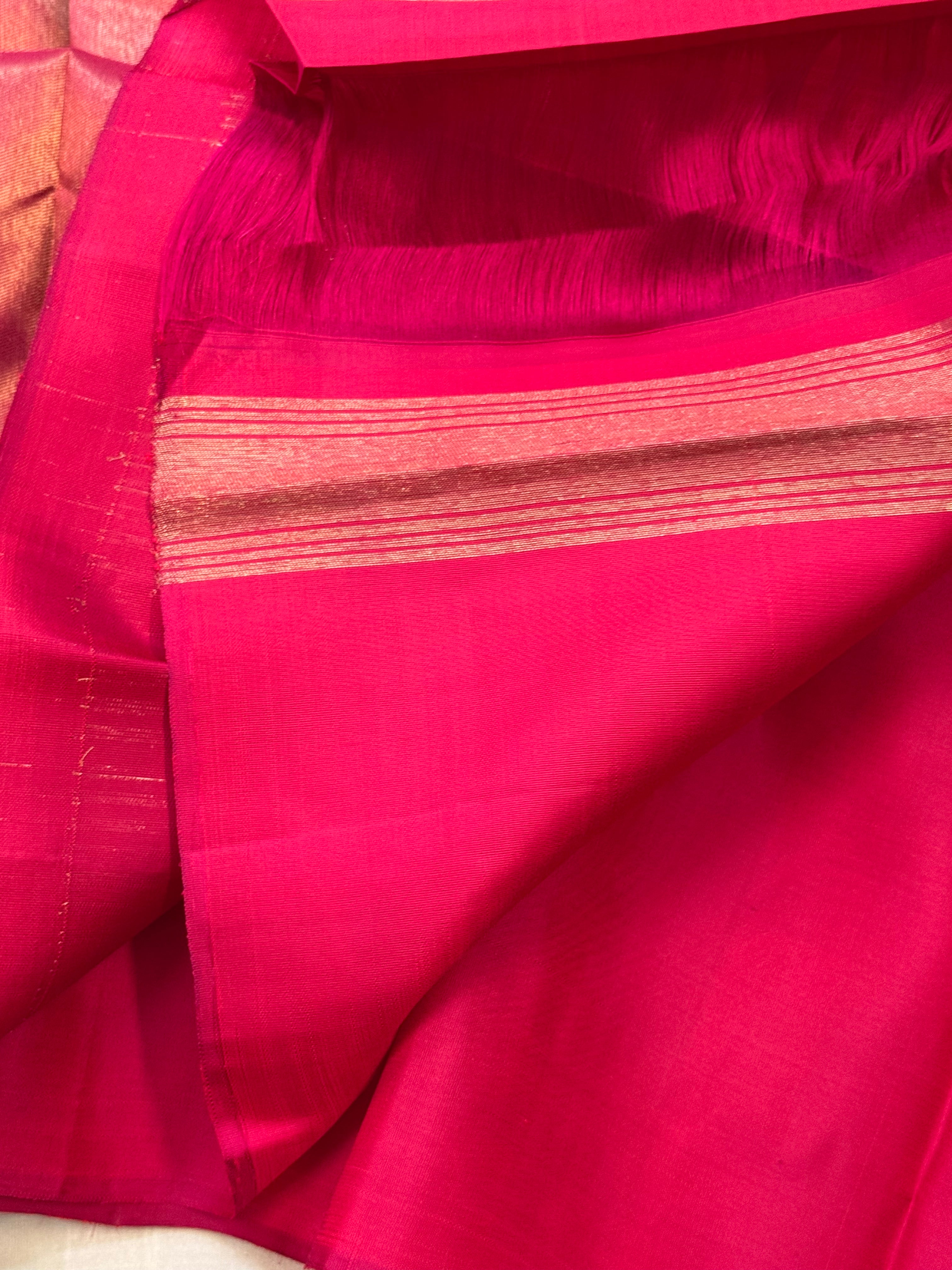 Reddish pink seepureeku border / Kanjipuram silk
