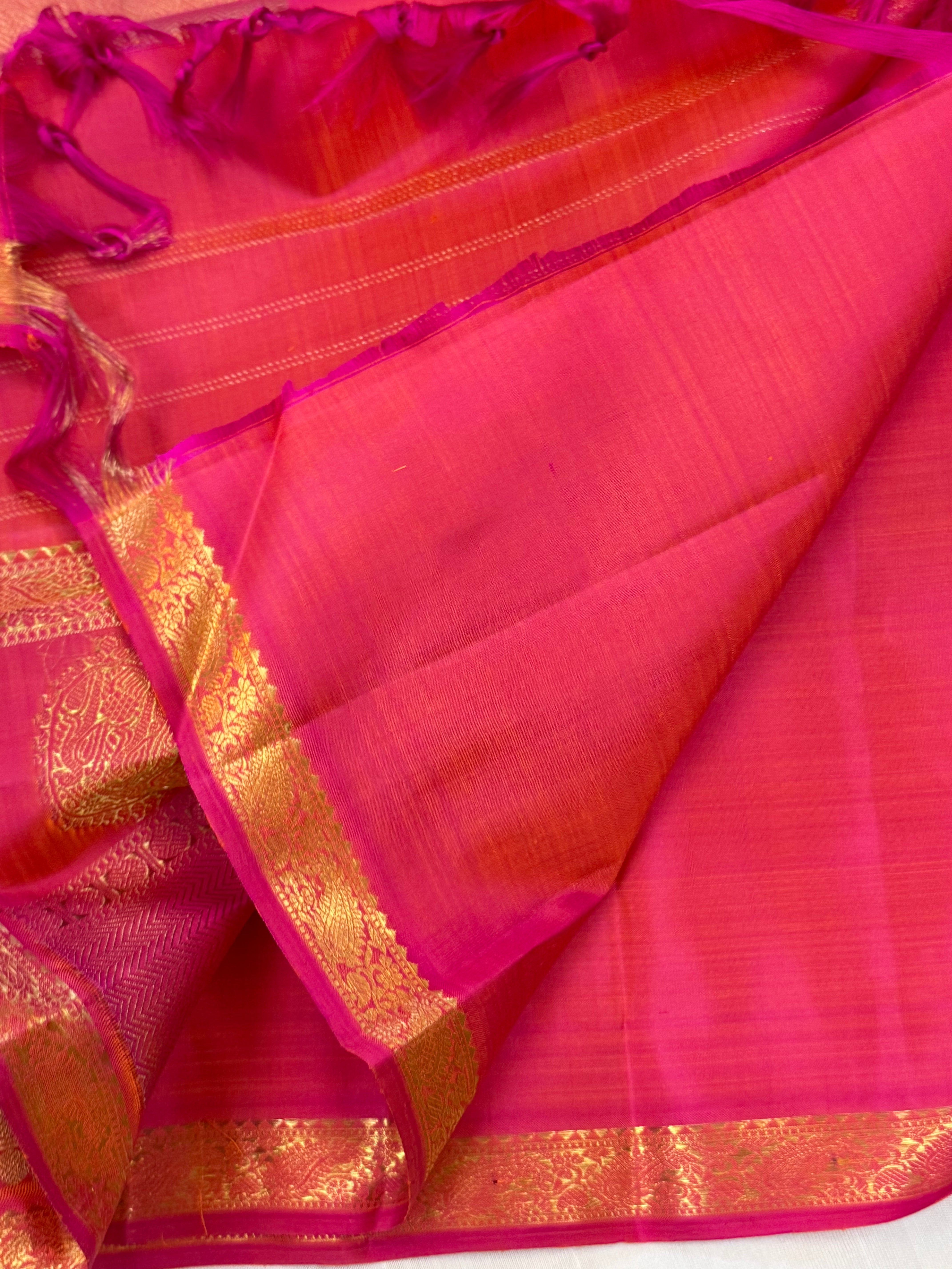 Peach pink 2g simple Kanjipuram silk CLSA11017