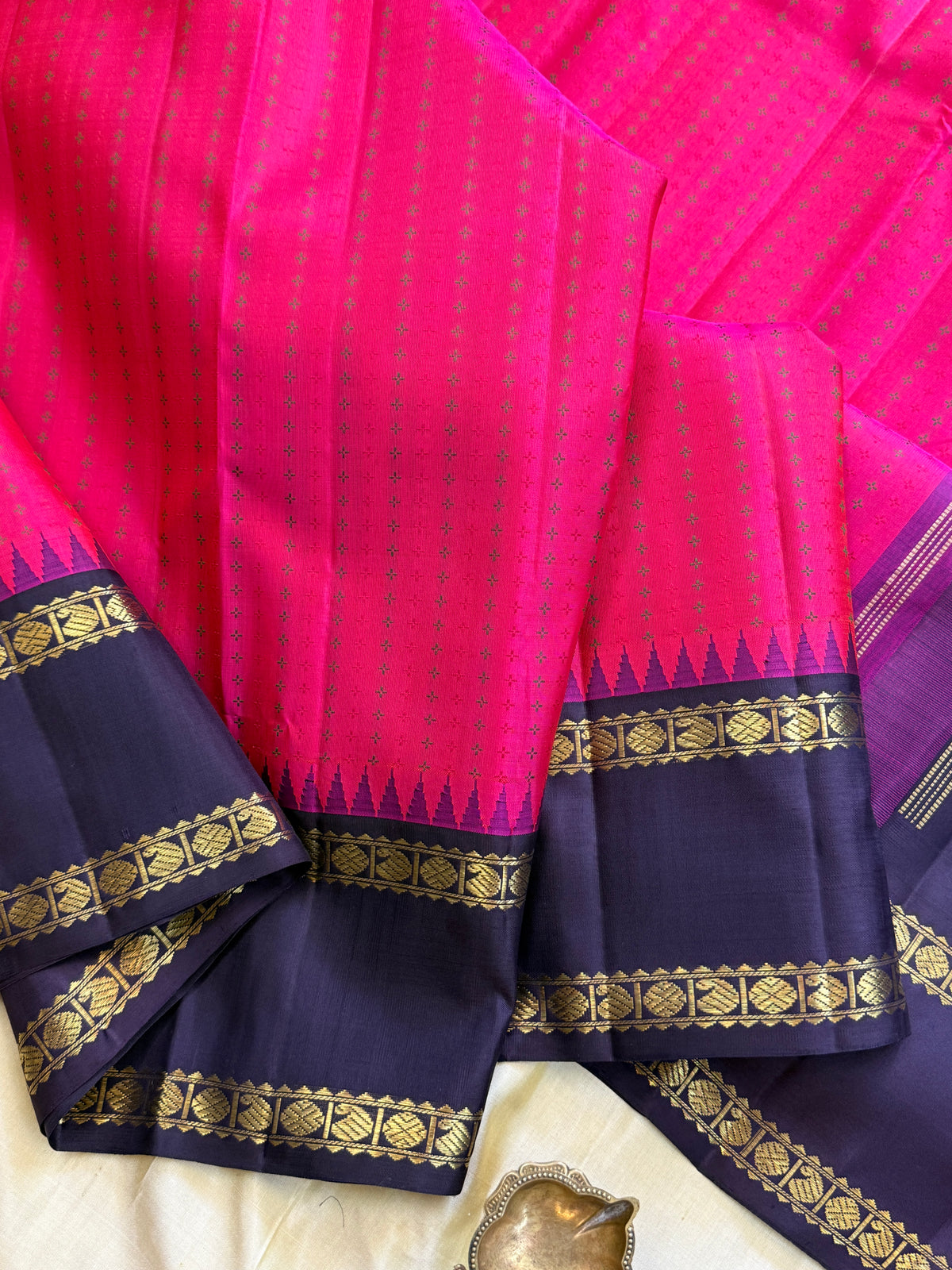 Pink Rettapet body plus butta Korvai / kanjipuram silk saree clsa 11633