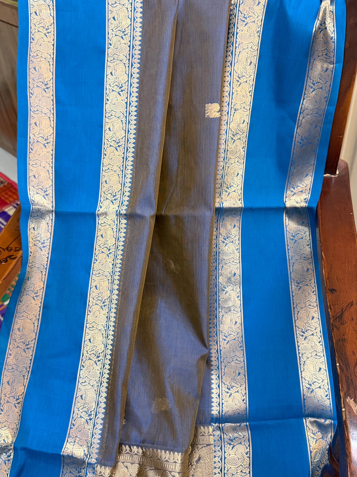 Silk cotton unusual colour and zari butta/ clsa 12377