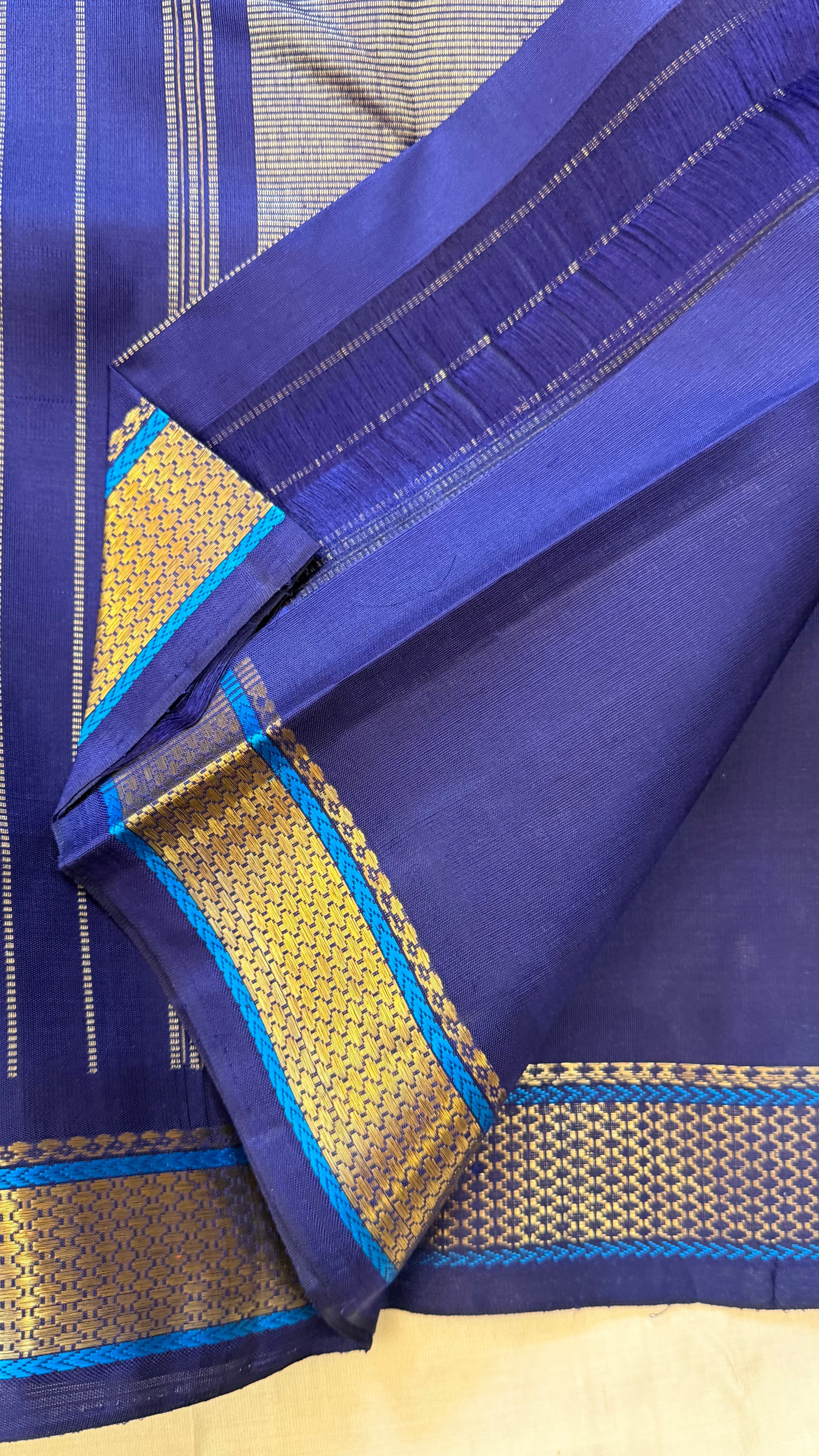 Dark blue getti border/ Kanjipuram Silk