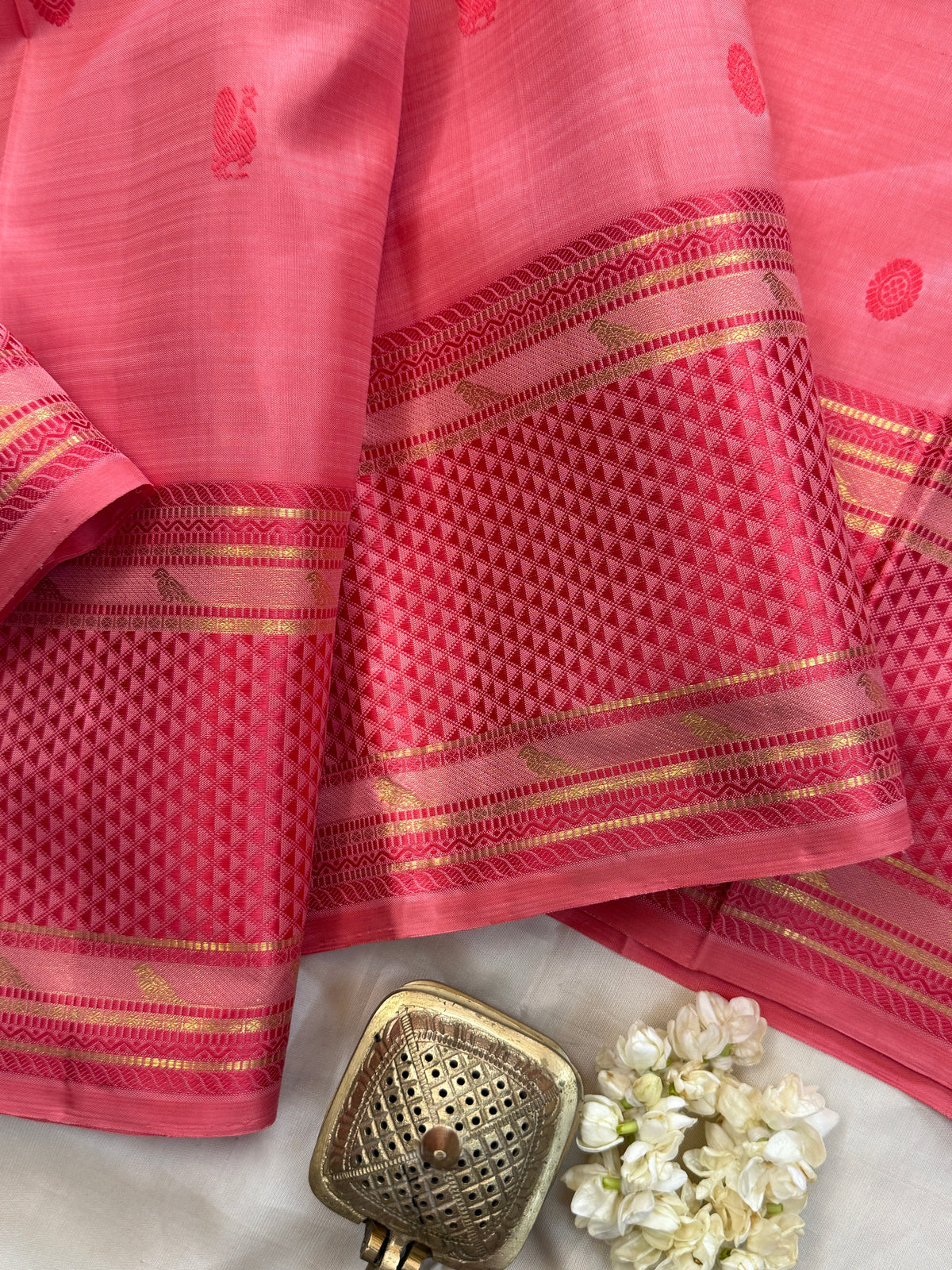 KILIYE :  pastel pink kili work /Kanjipuram silk clsa 5676
