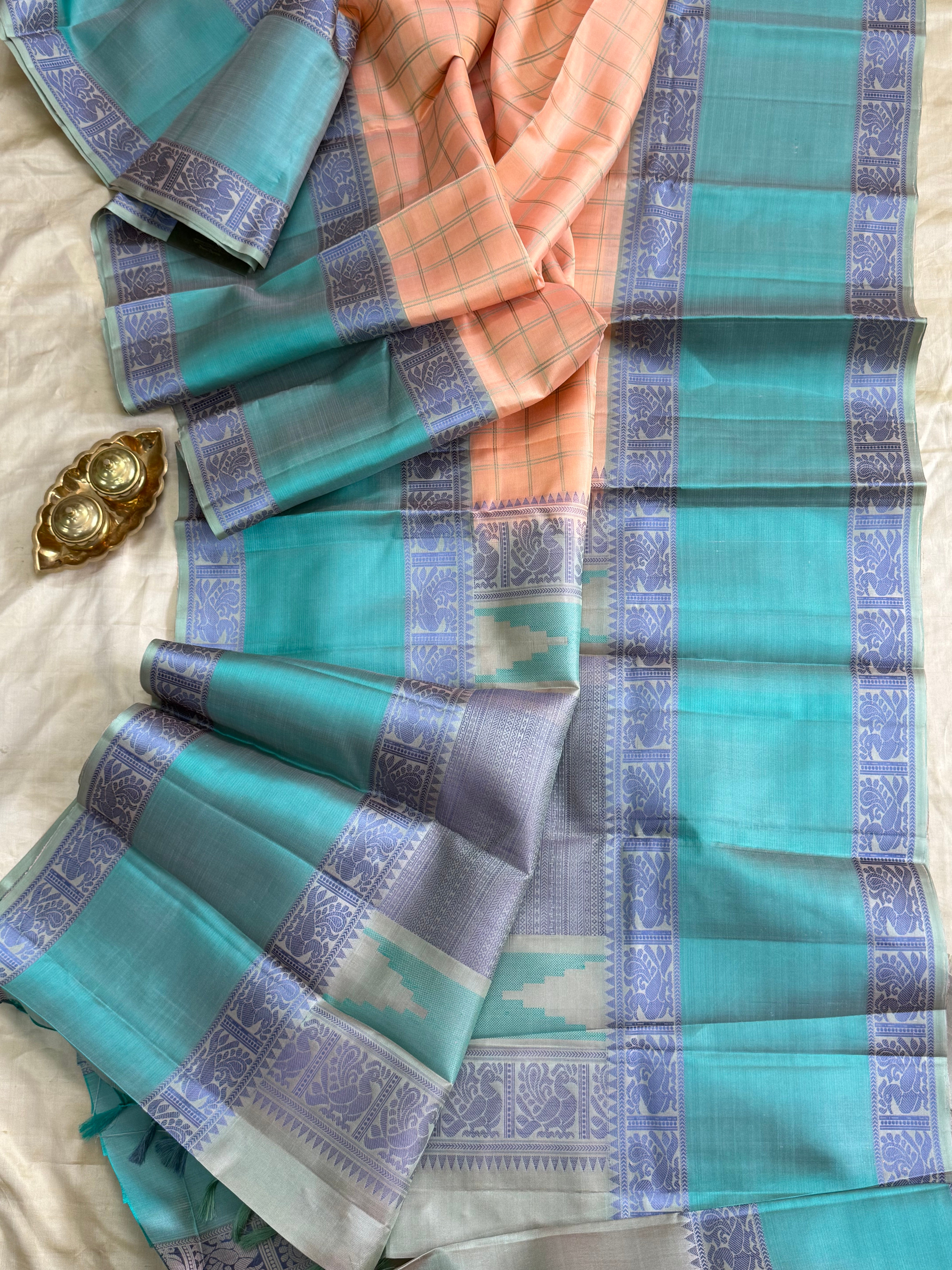 Blush pink kattam long border/ Varnangal Soft Silk CL6532
