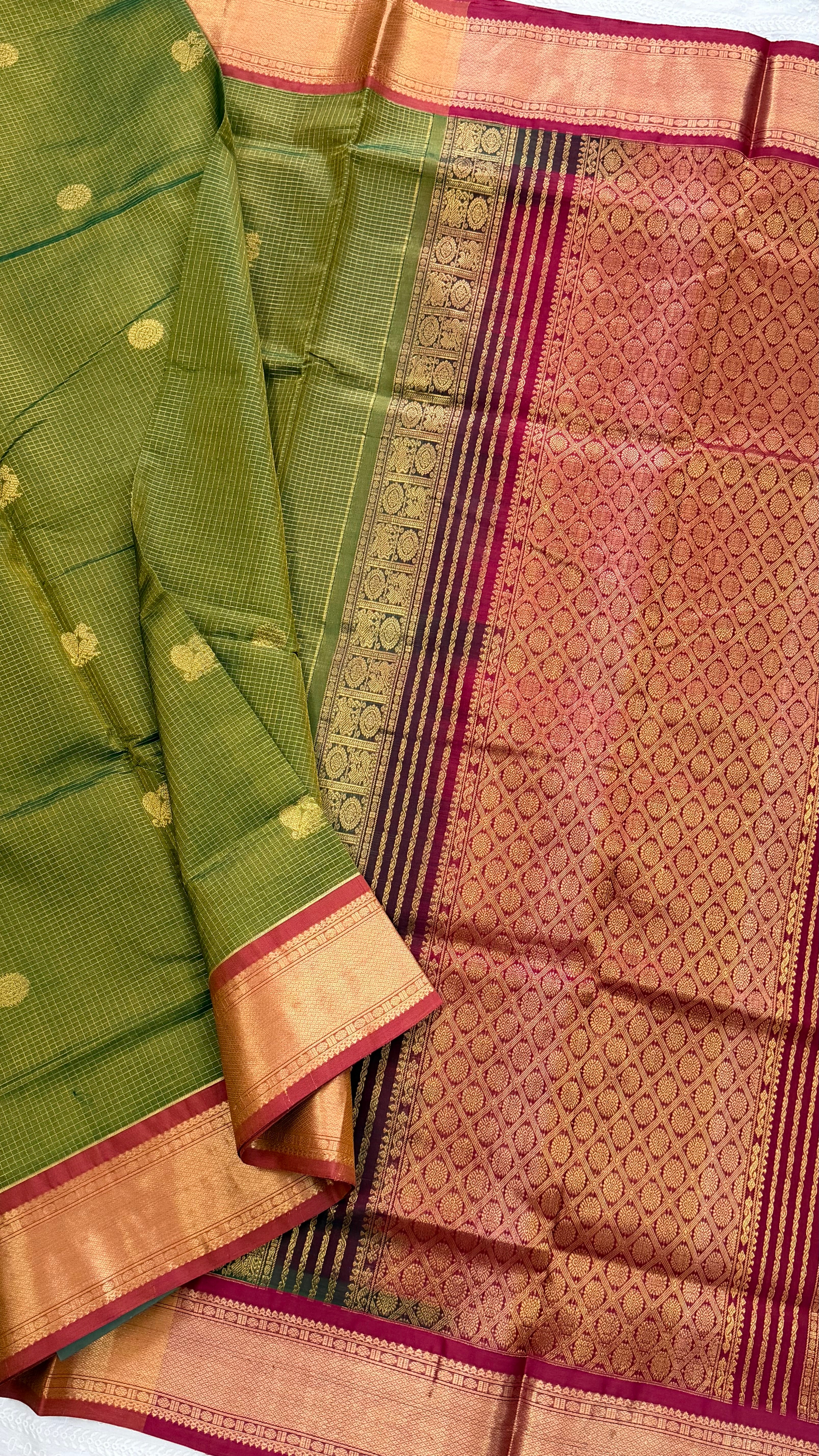 Green Zari Kattam  premium silk cotton