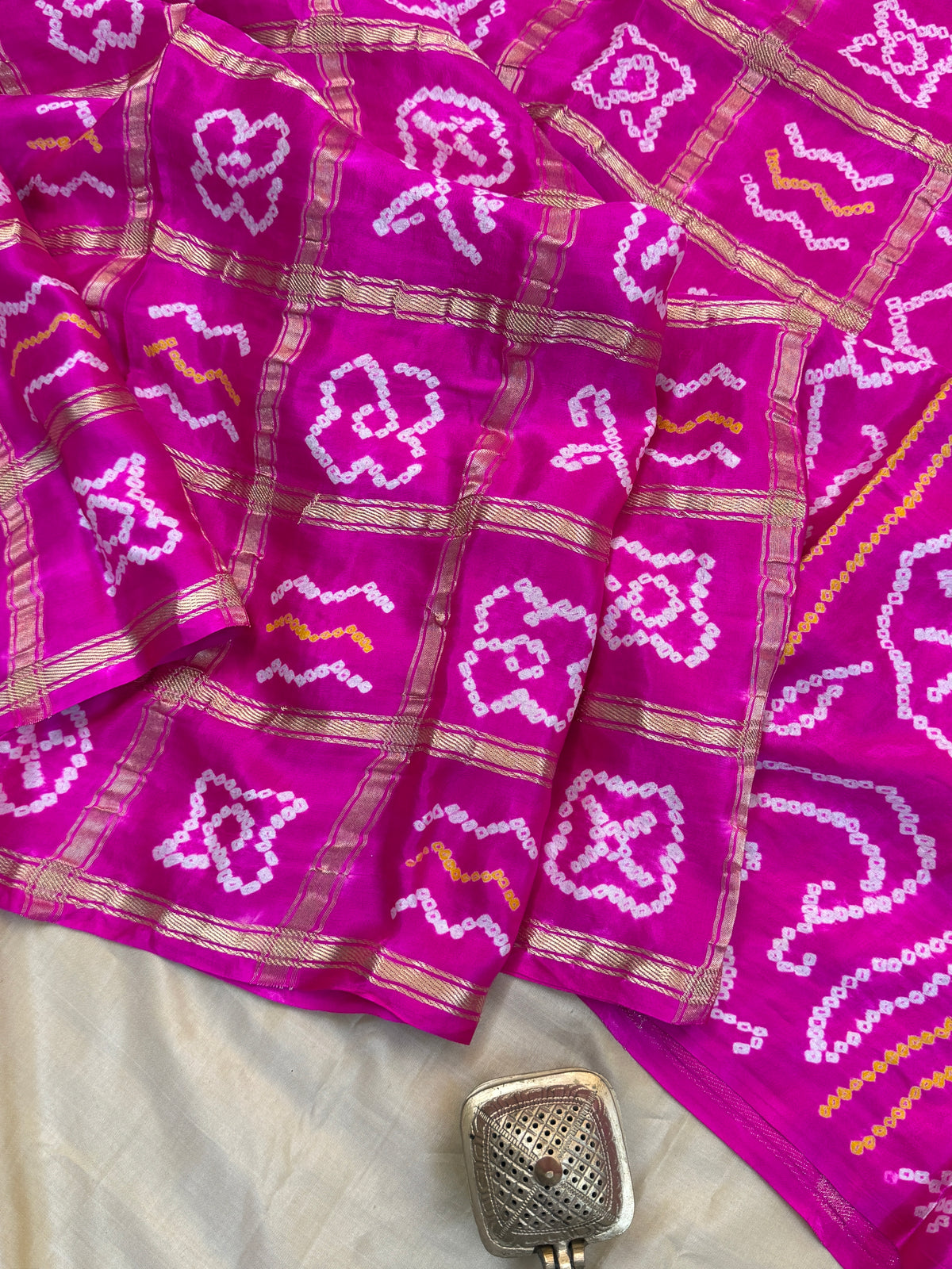 Pink bandhini and gajji silk saree clsa 11938