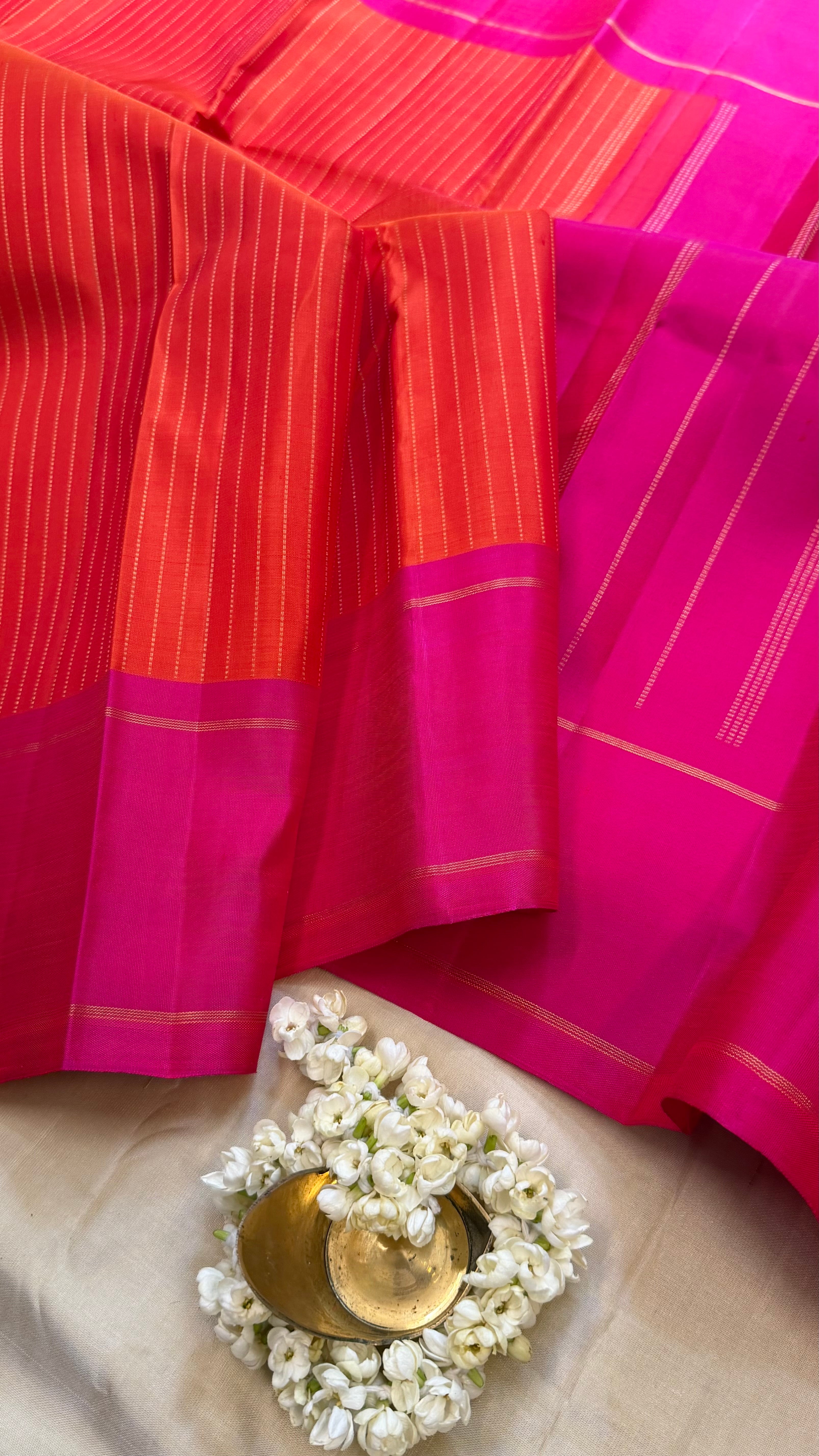 Orange and pink / Kanjipuram silk