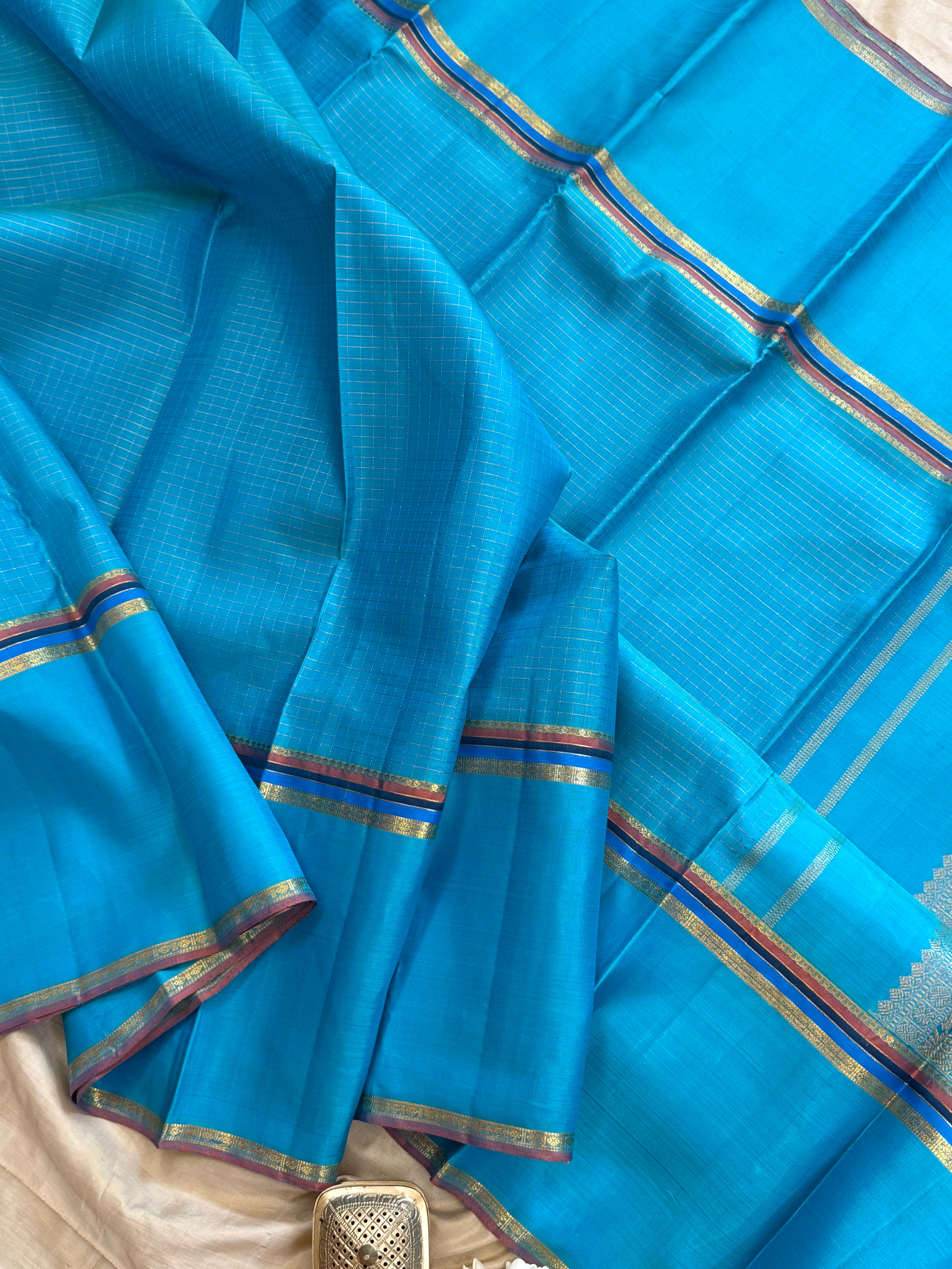 Sea blue long border/ Kanjipuram silk CL6295