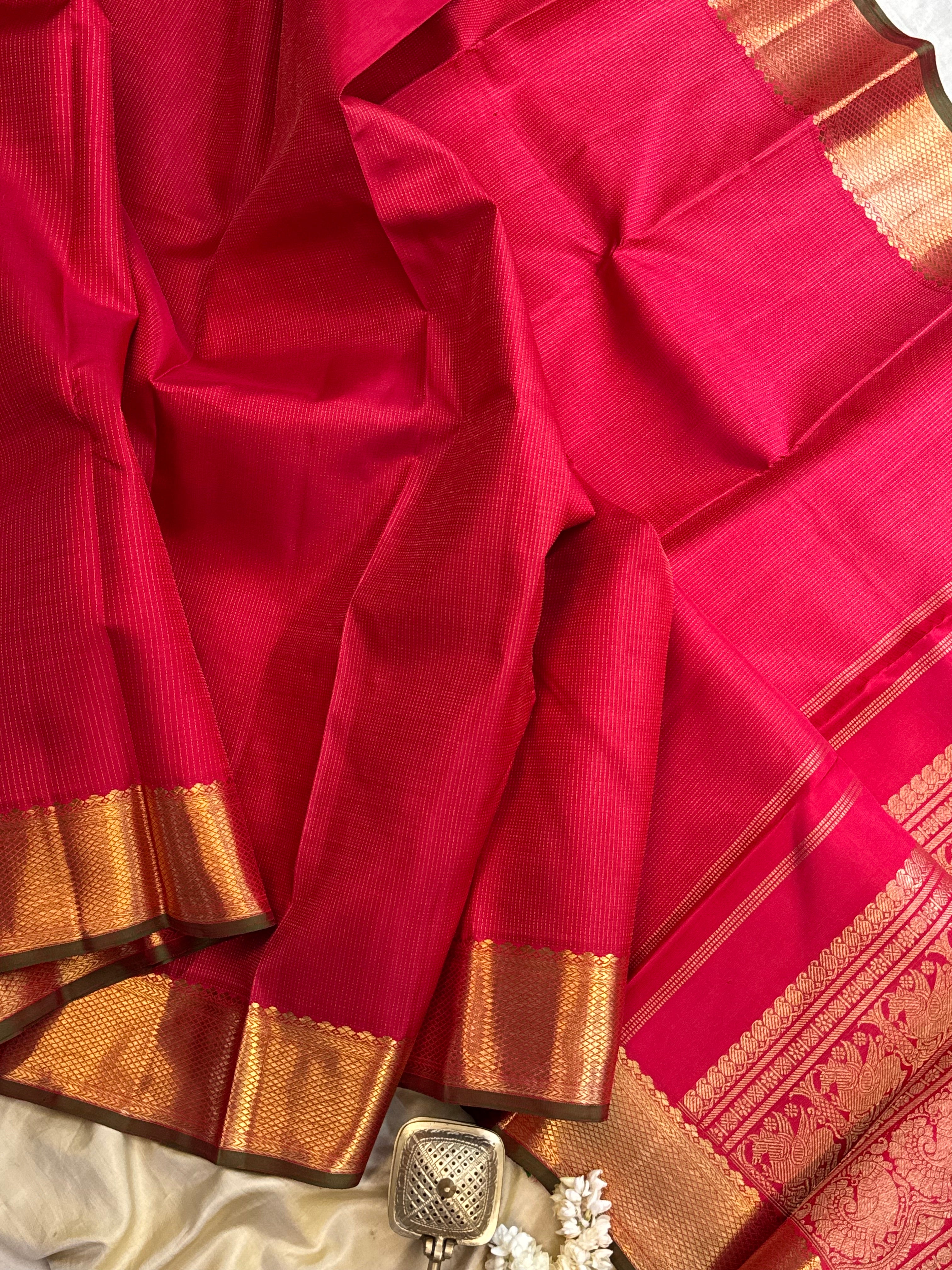 Pinkish red zari oosivanam / Kanjipuram silk CLSA7775