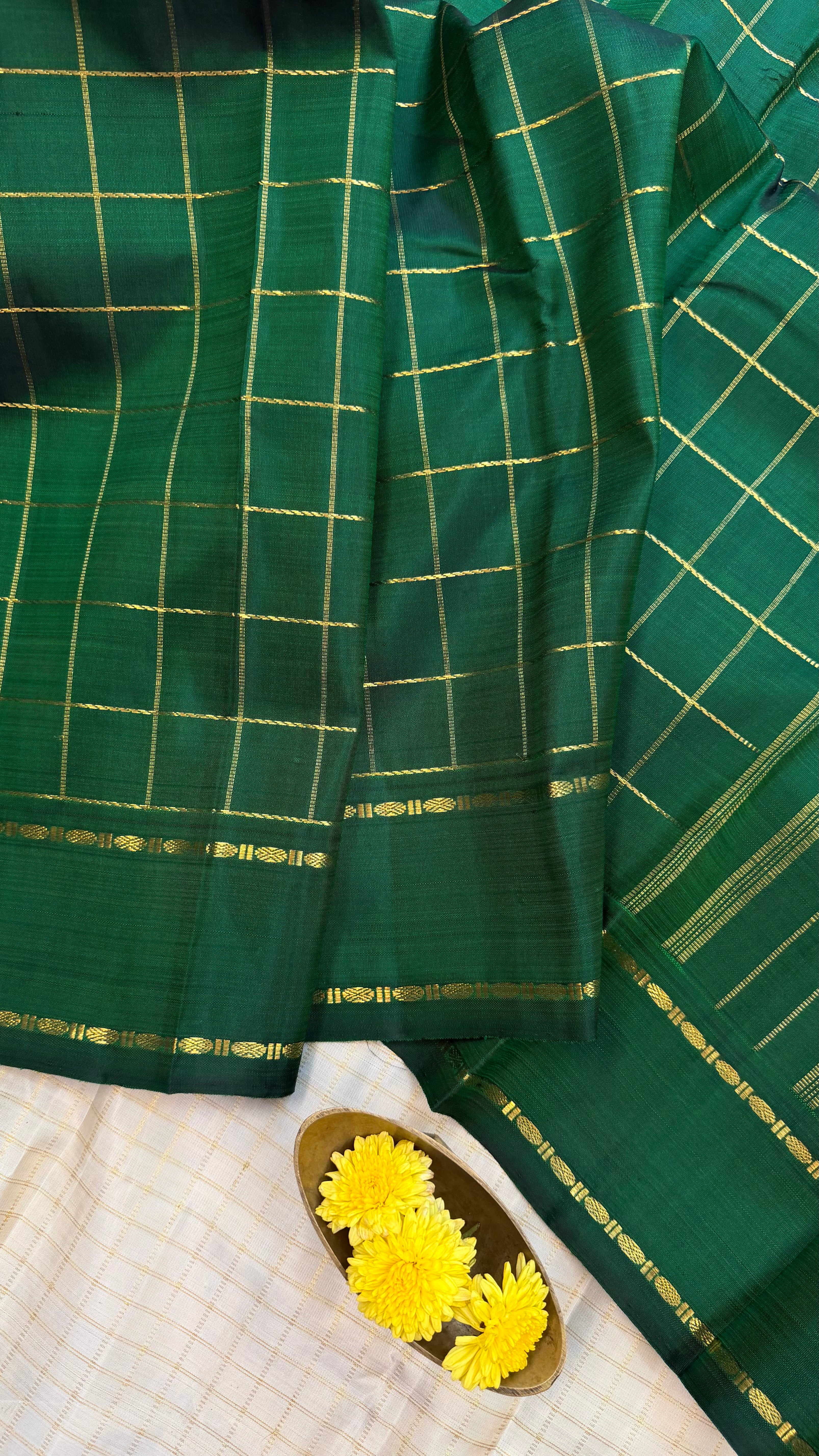Vintage style Zari Kattam Kanjipuram silk