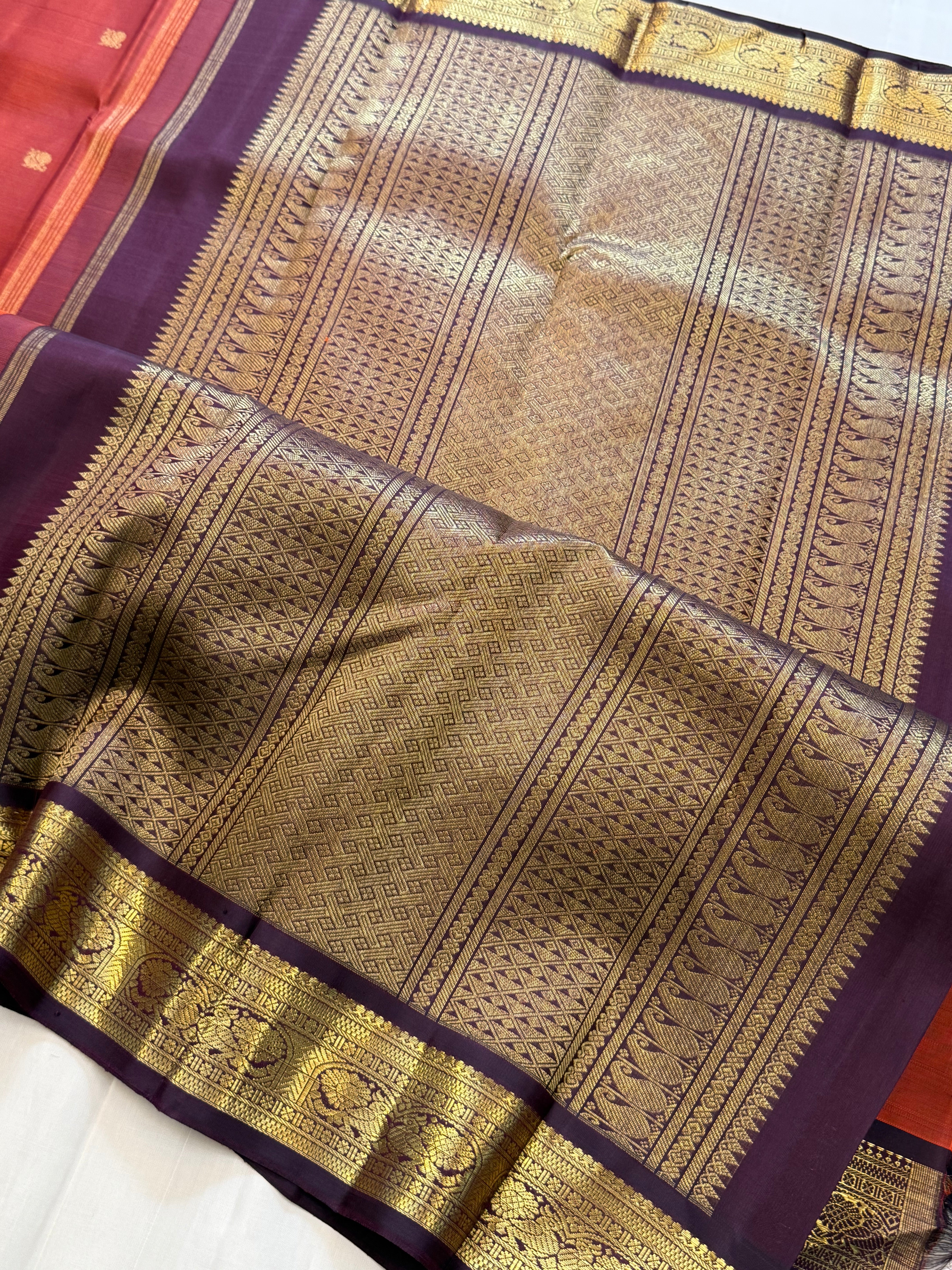 Rust Annam Butta Pure Kanjipuram silk