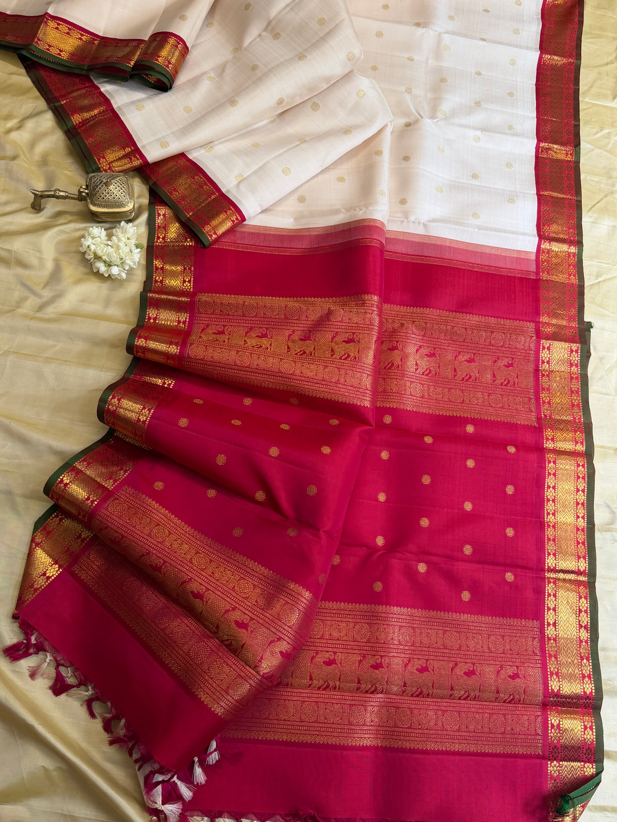 Off white Korvai / Kanjipuram silk saree clsa 11670