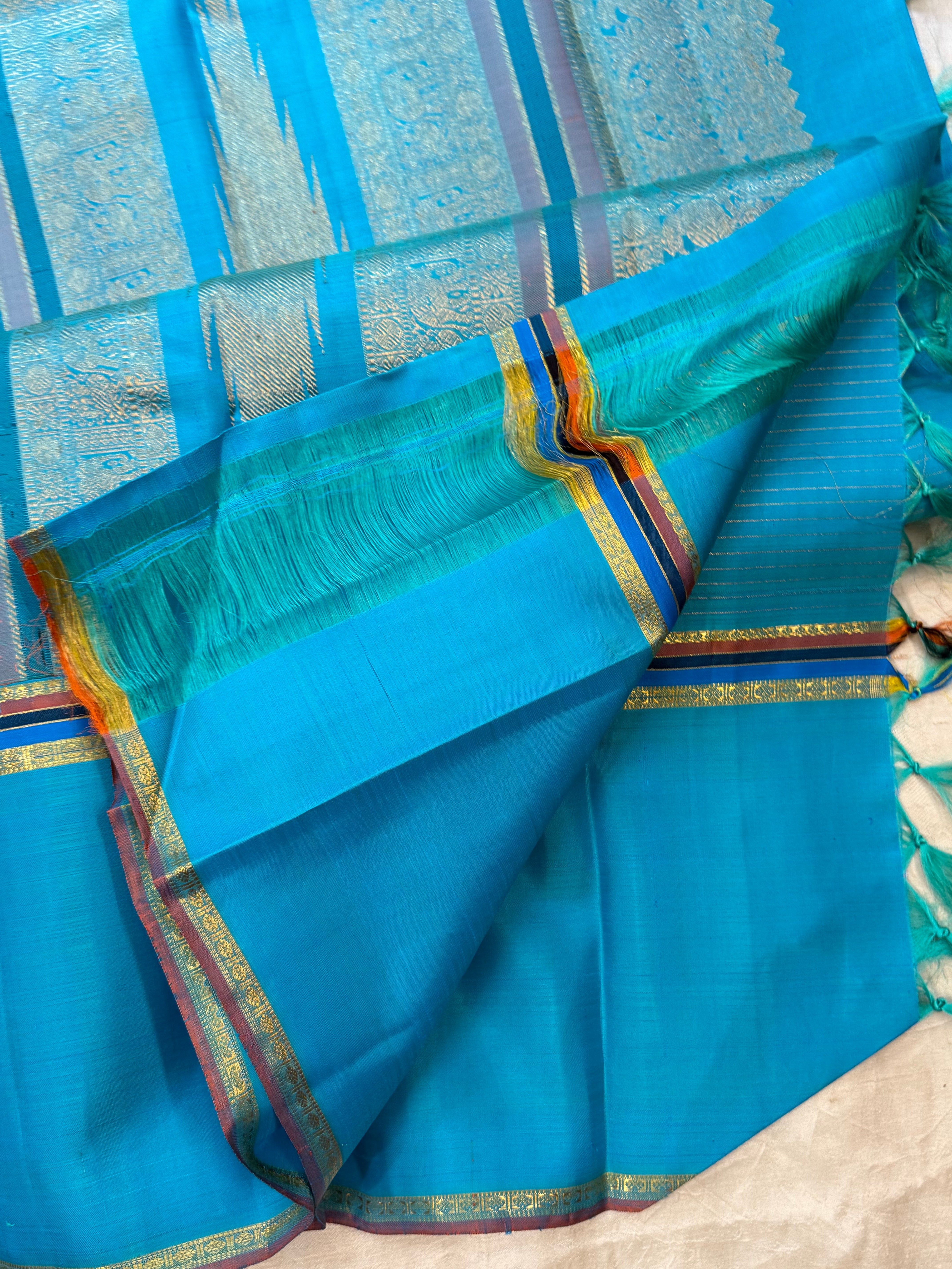 Vintage long border Zari Kattam / Kanjipuram silk