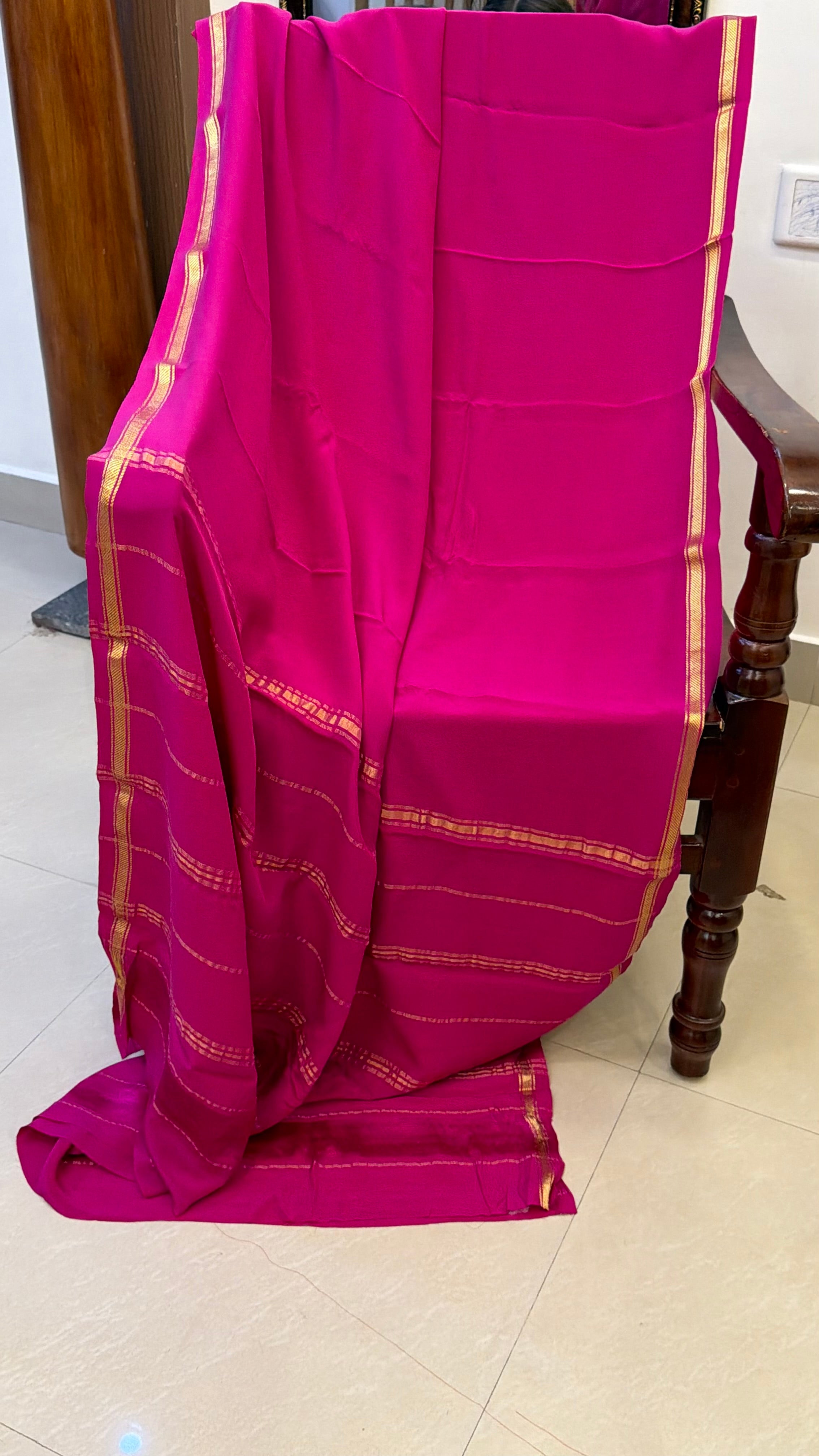 Pink Pure crepe silk saree