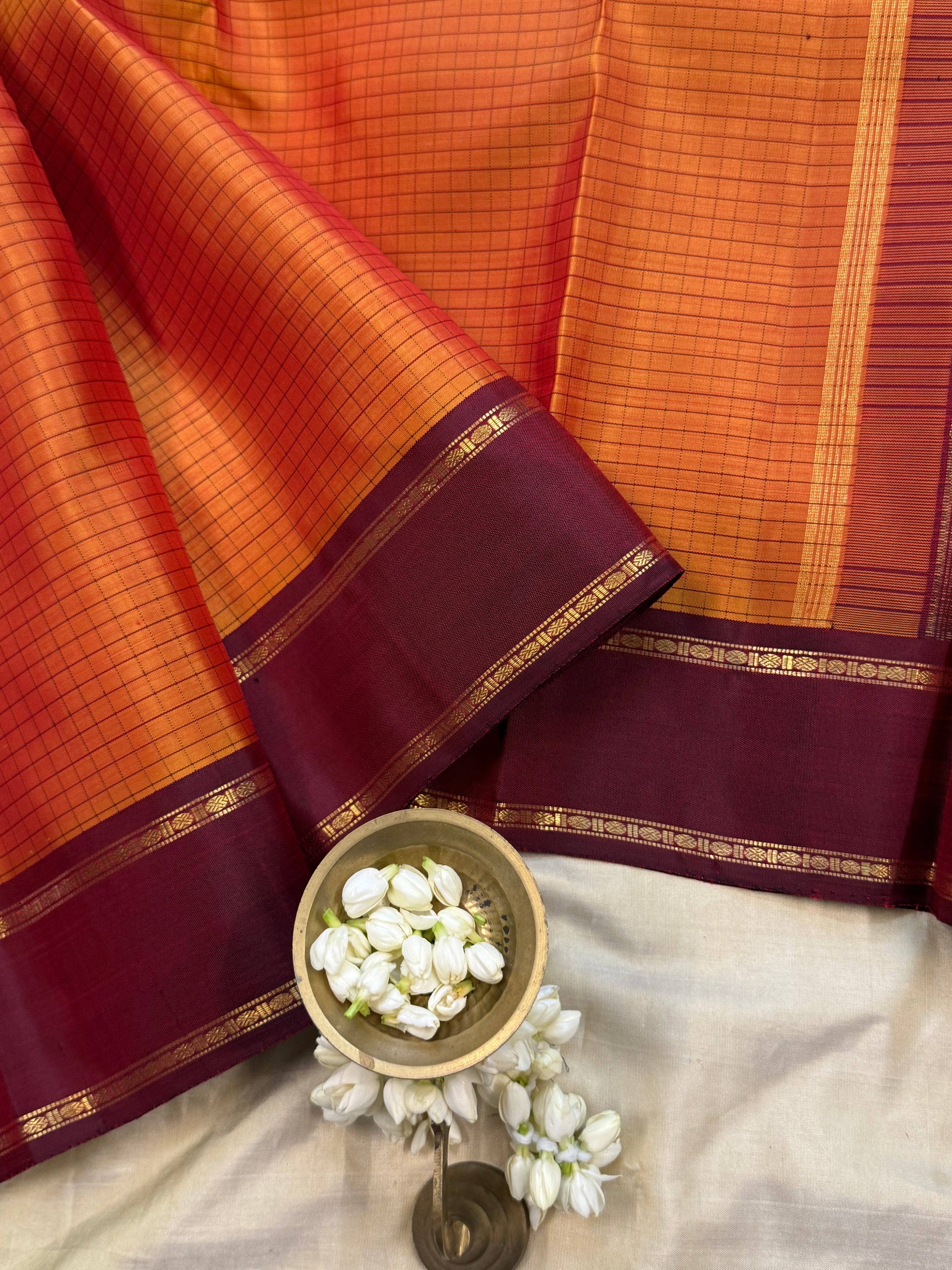Simha and deep Araku kattam - kili pallu/ Kanjipuram silk
