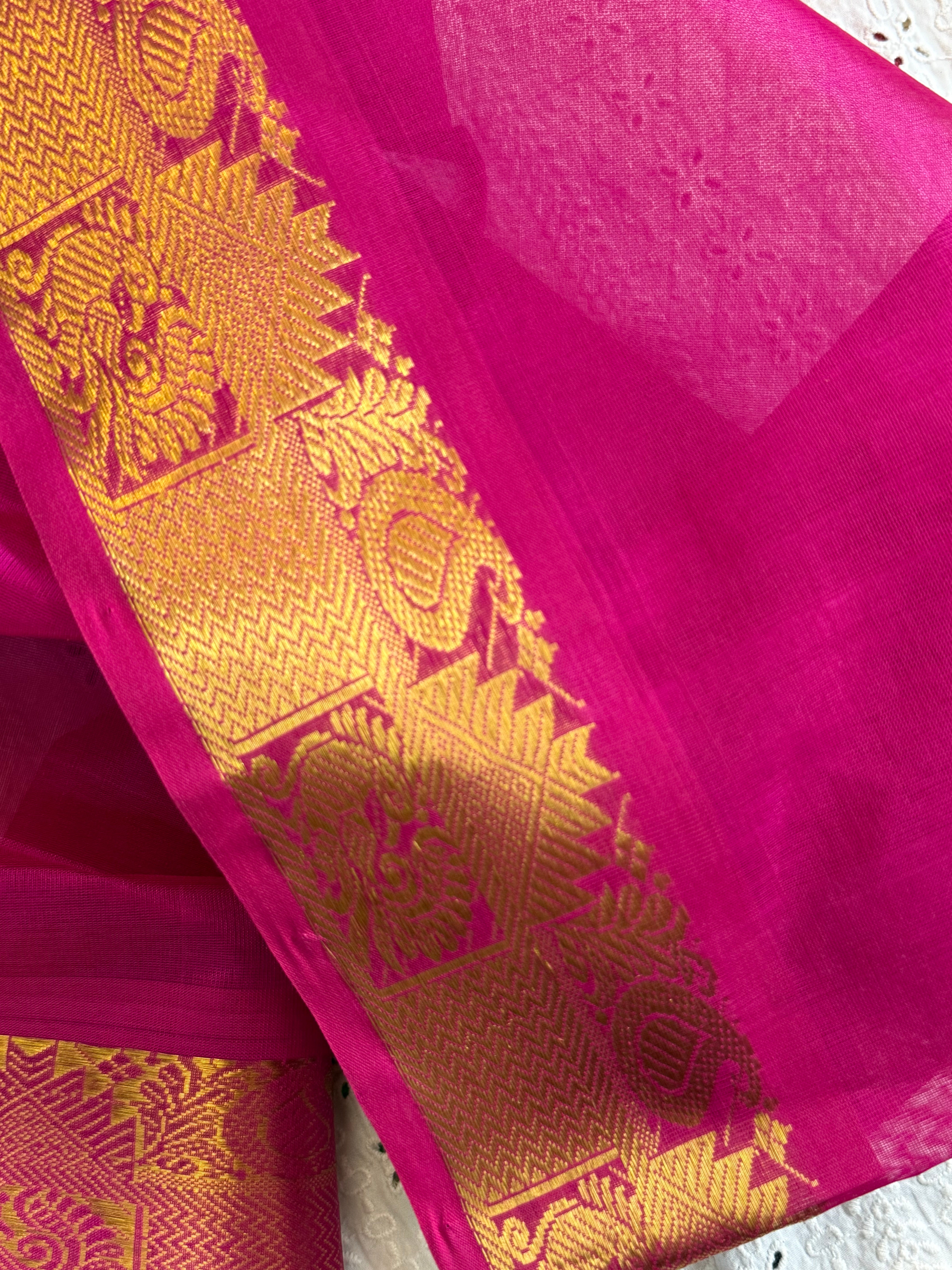 Pale yellow and pink /  silk cotton