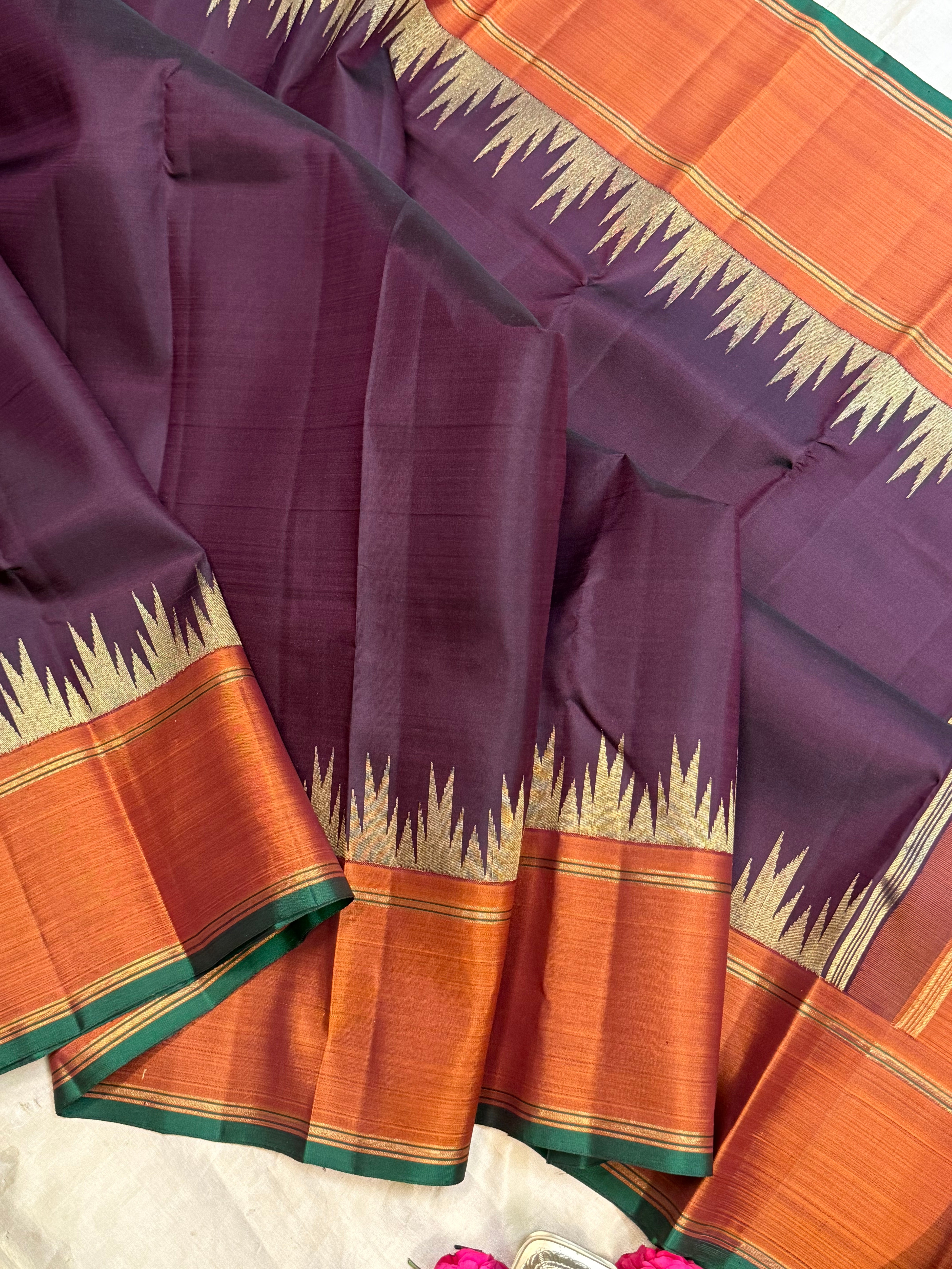 Paaku and rust 8 kol / Kanjipuram silk CLSA9402
