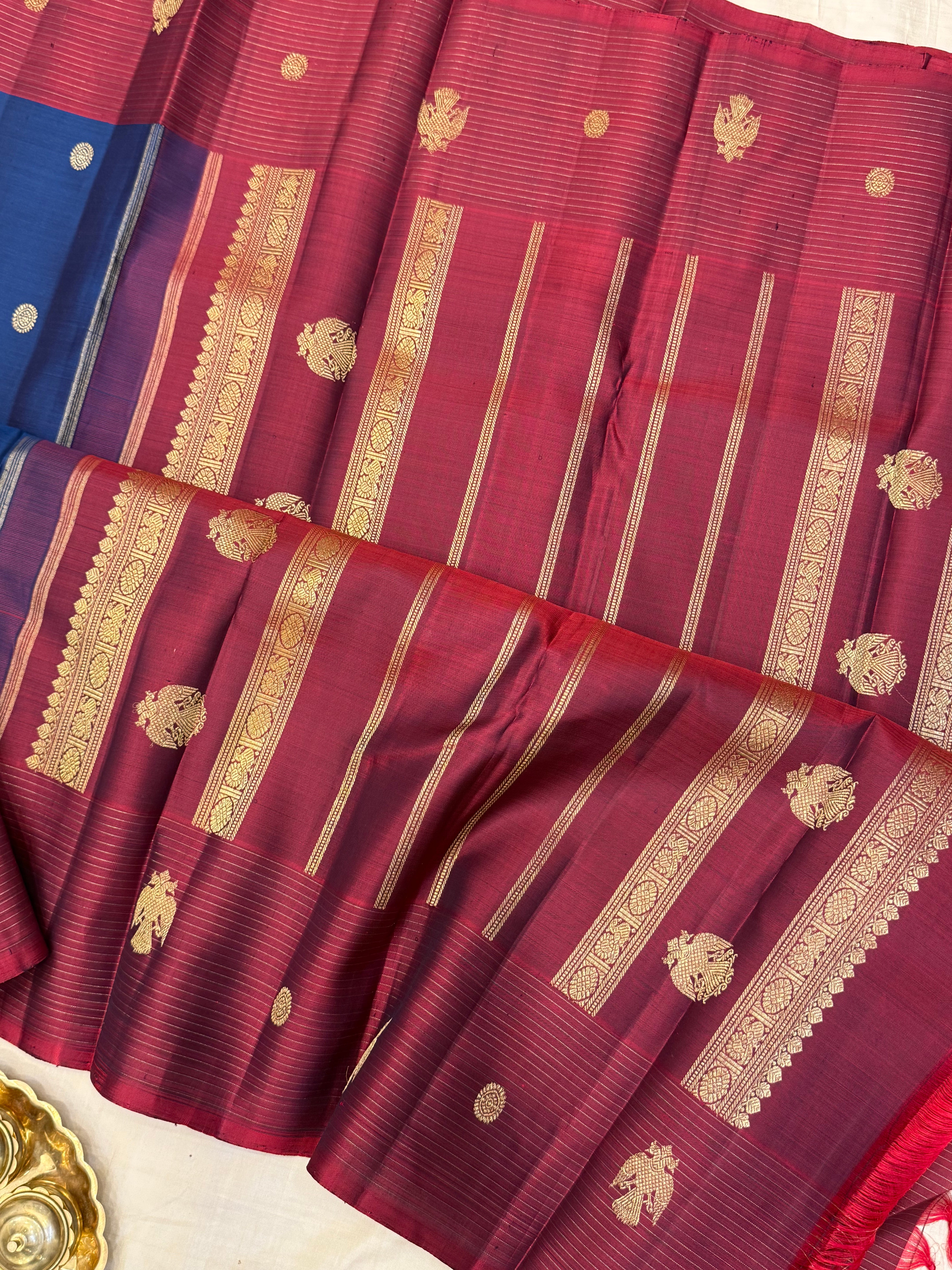 Kalyani: Teal Butta  / kanjipuram silk