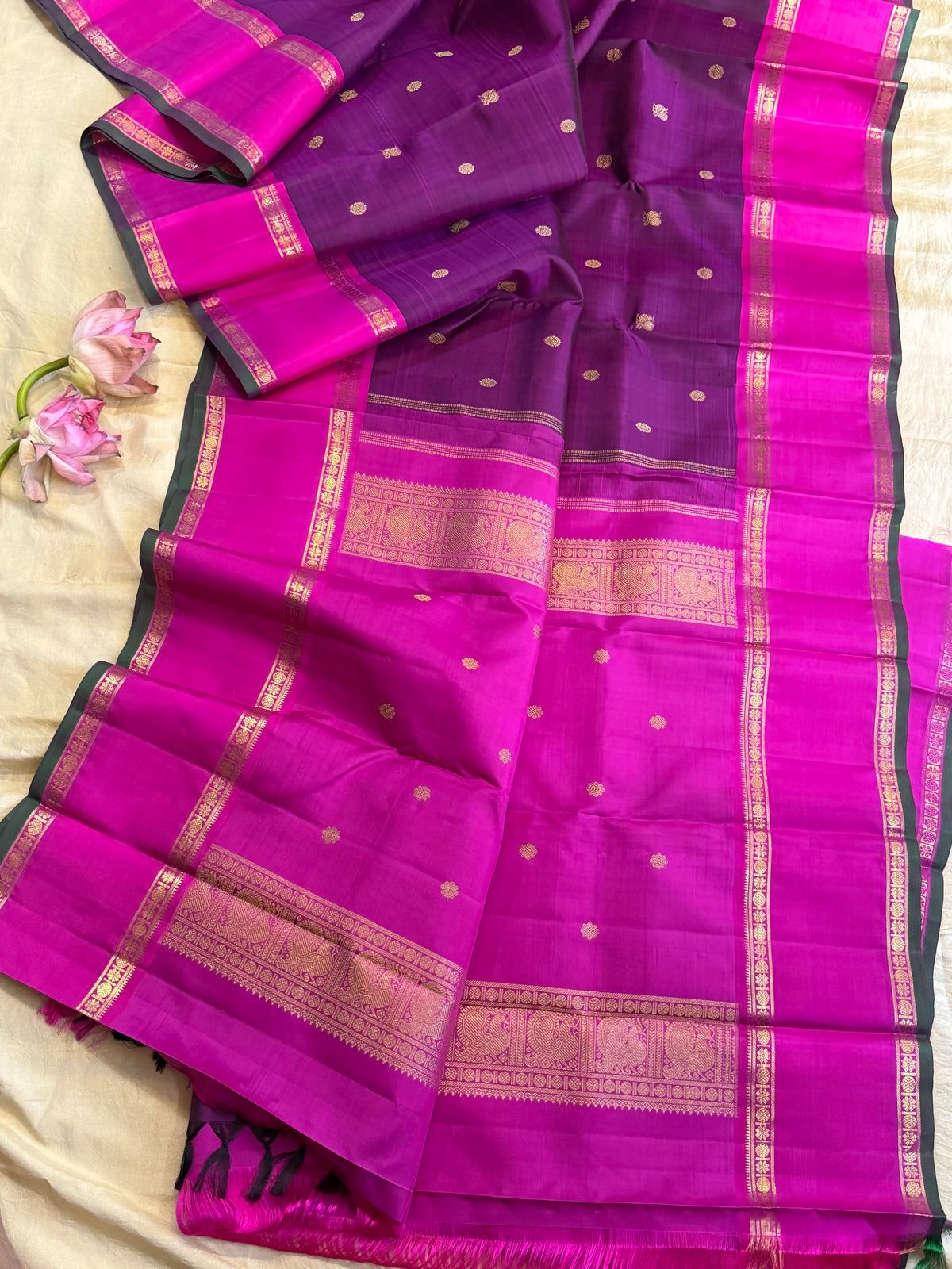 Purple retta pet   simple pure Zari Kanjipuram clsa12687
