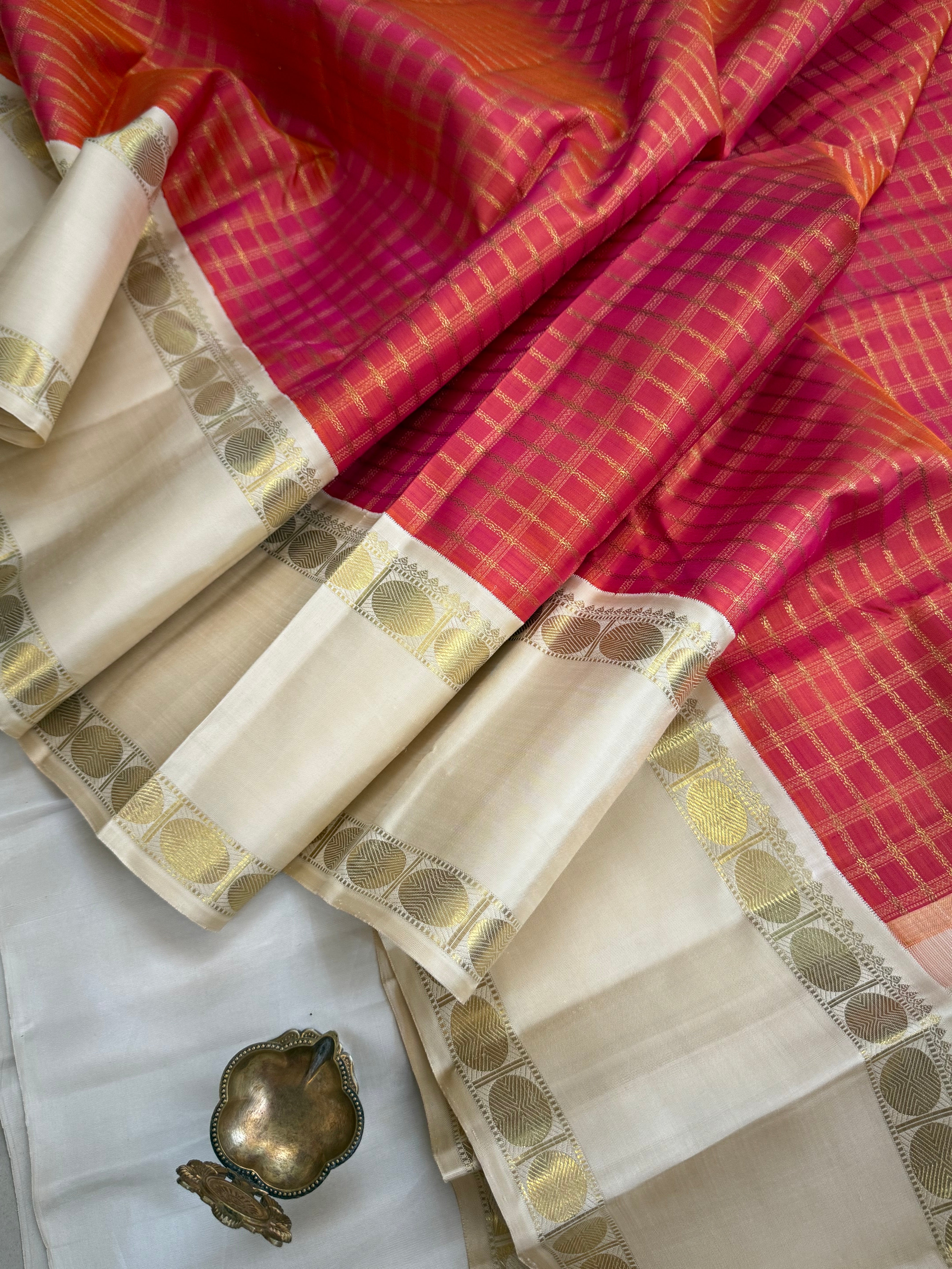 Zari Kattam Kai korvai retta pet / kanjipuram silk CLSA9875