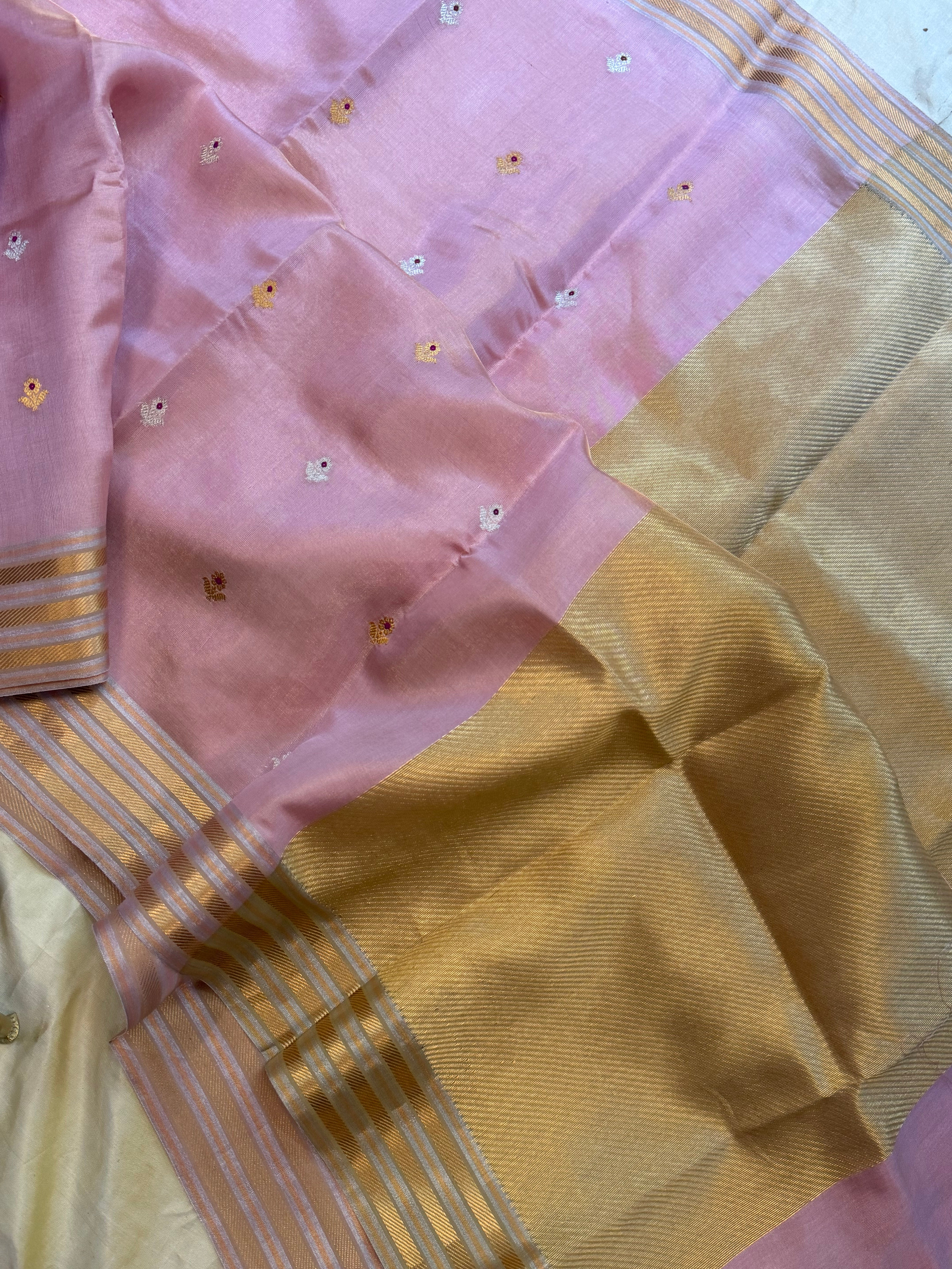 Pink tissue varisapet   / revival Chanderi silk