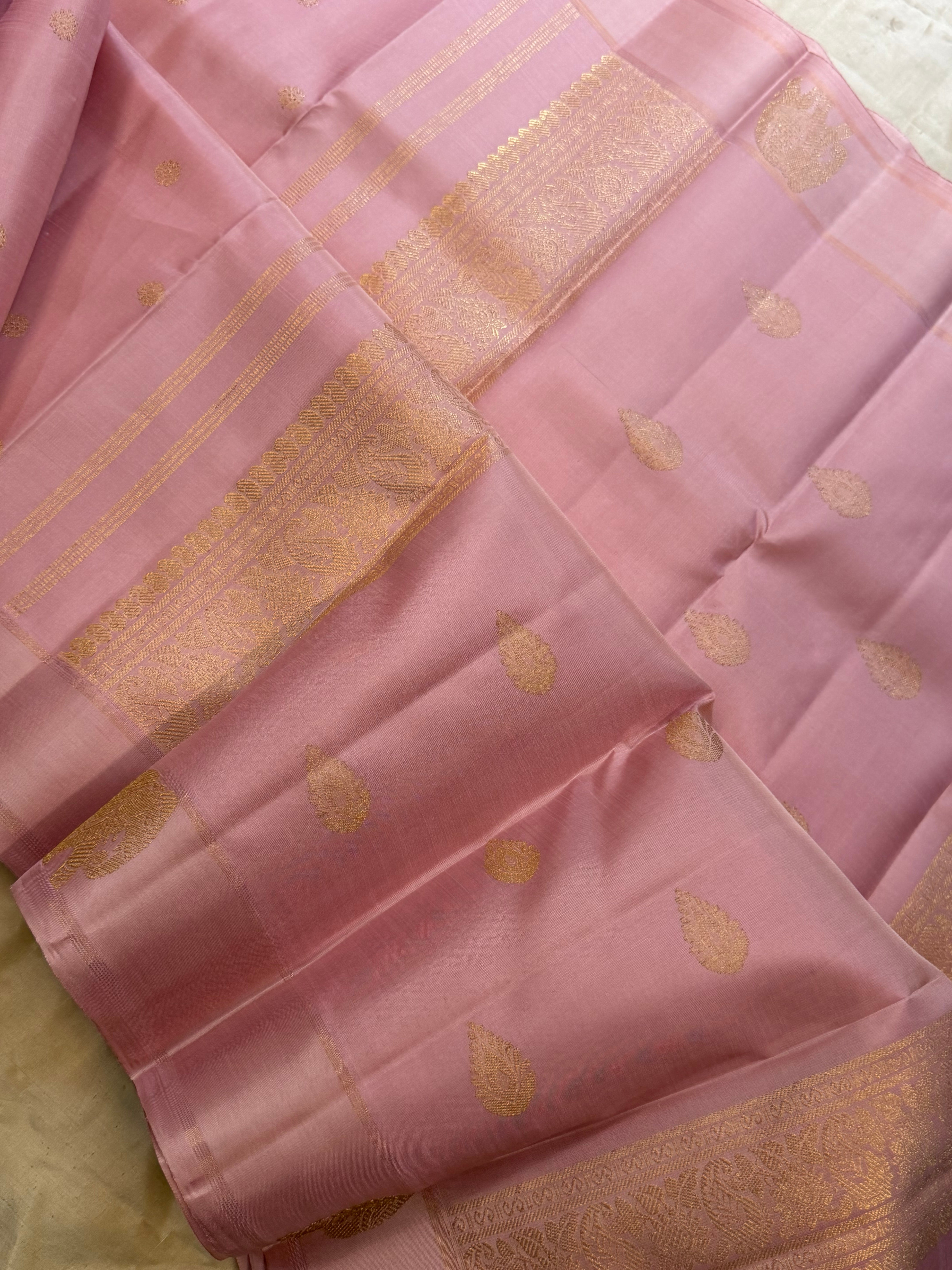 Light baby pink yaanai pet pure Kanjipuram silk CL10148
