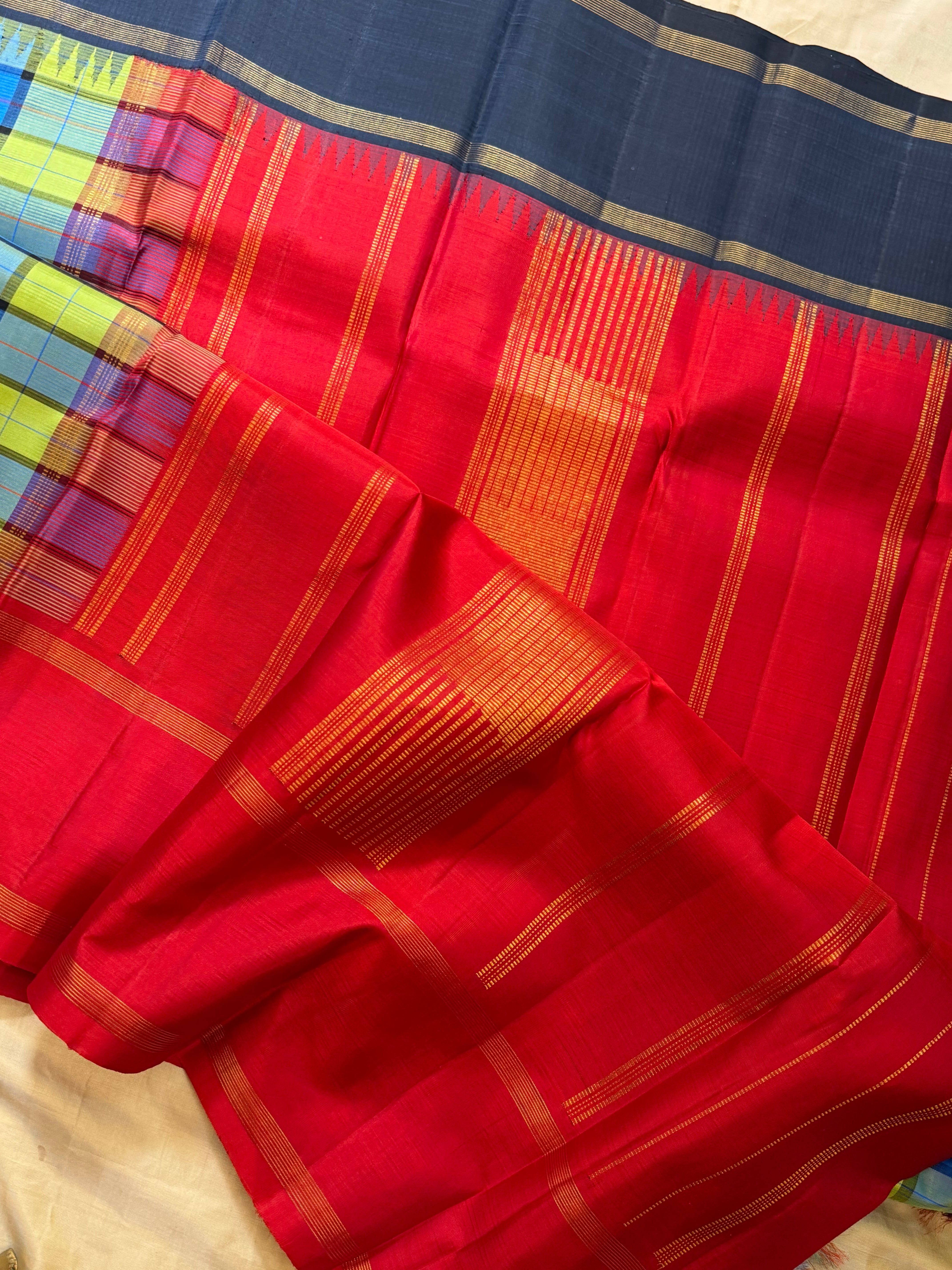 Madras checks  Korvai / Arani silk