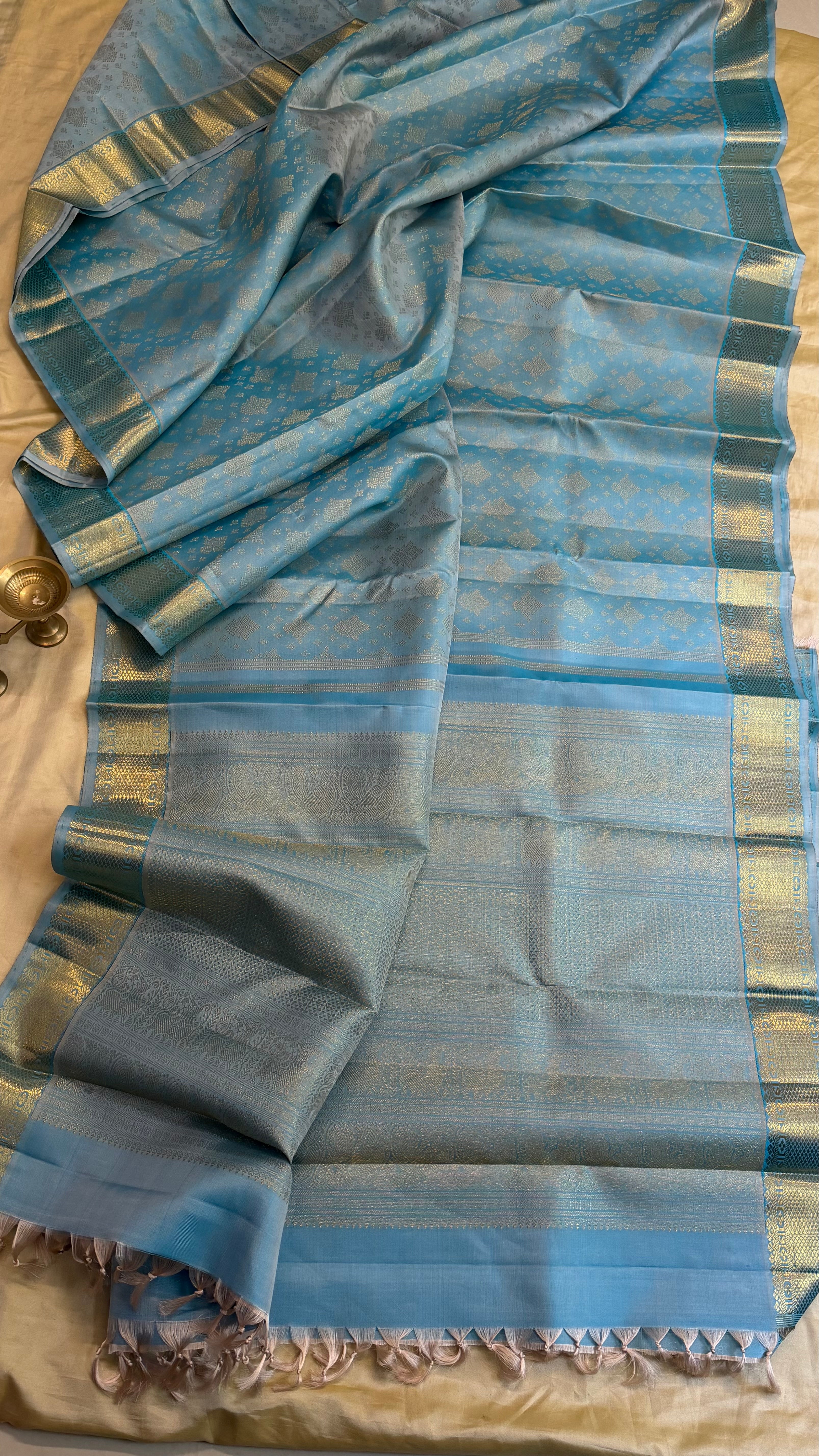 Powder blue brocade / Kanjipuram silk
