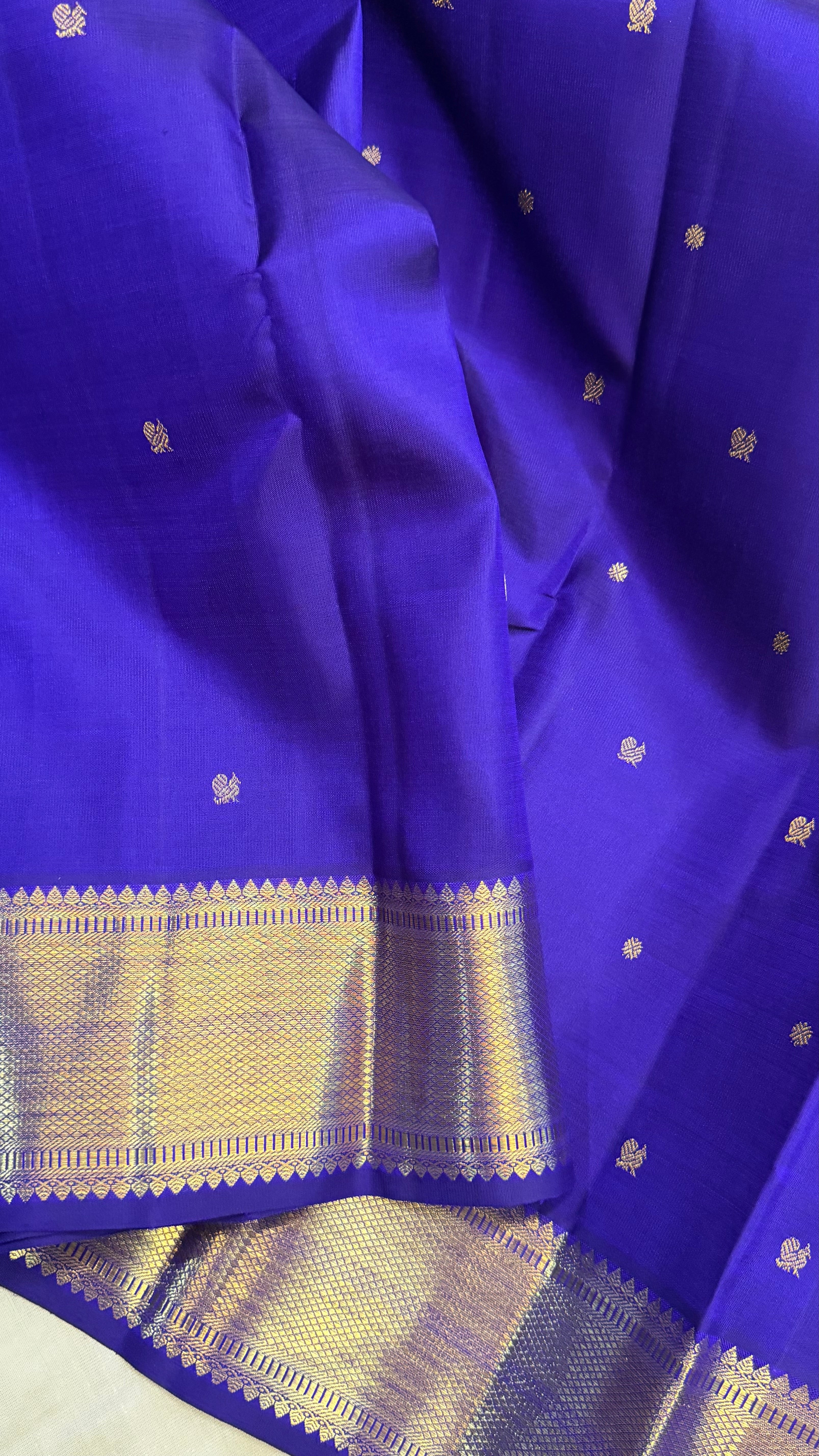 Purplish blue getti border/ kanjipuram silk