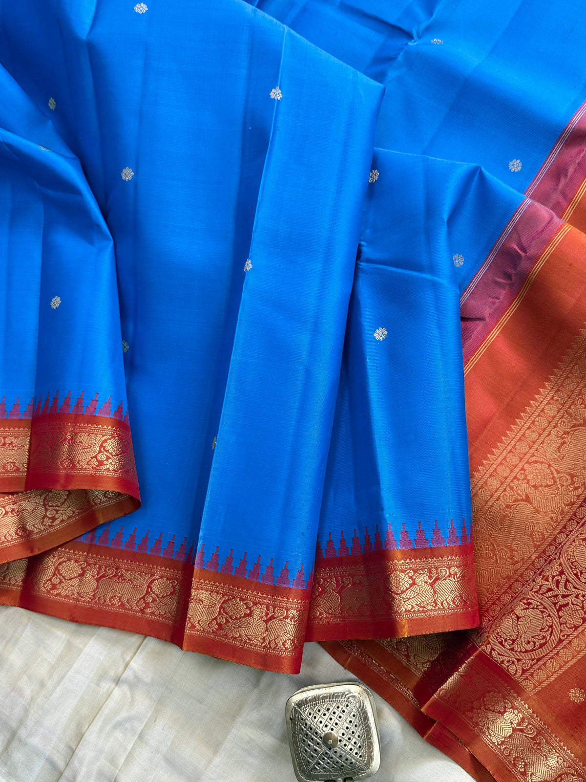 Sky blue Korvai Zari butta / Special Edition Silk CLSA 11908