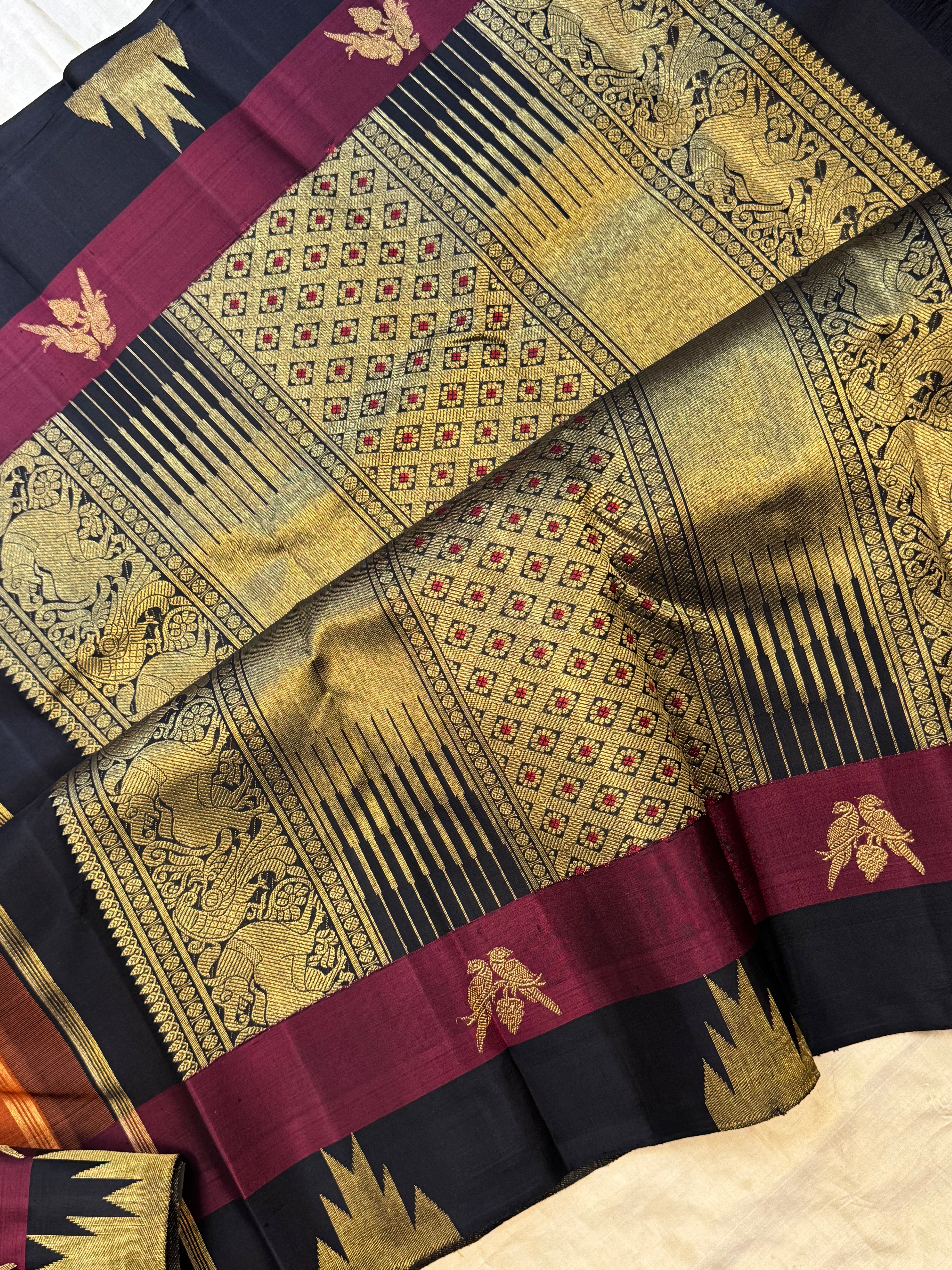 Rust retta 8 kol border  / kanjipuram silk
