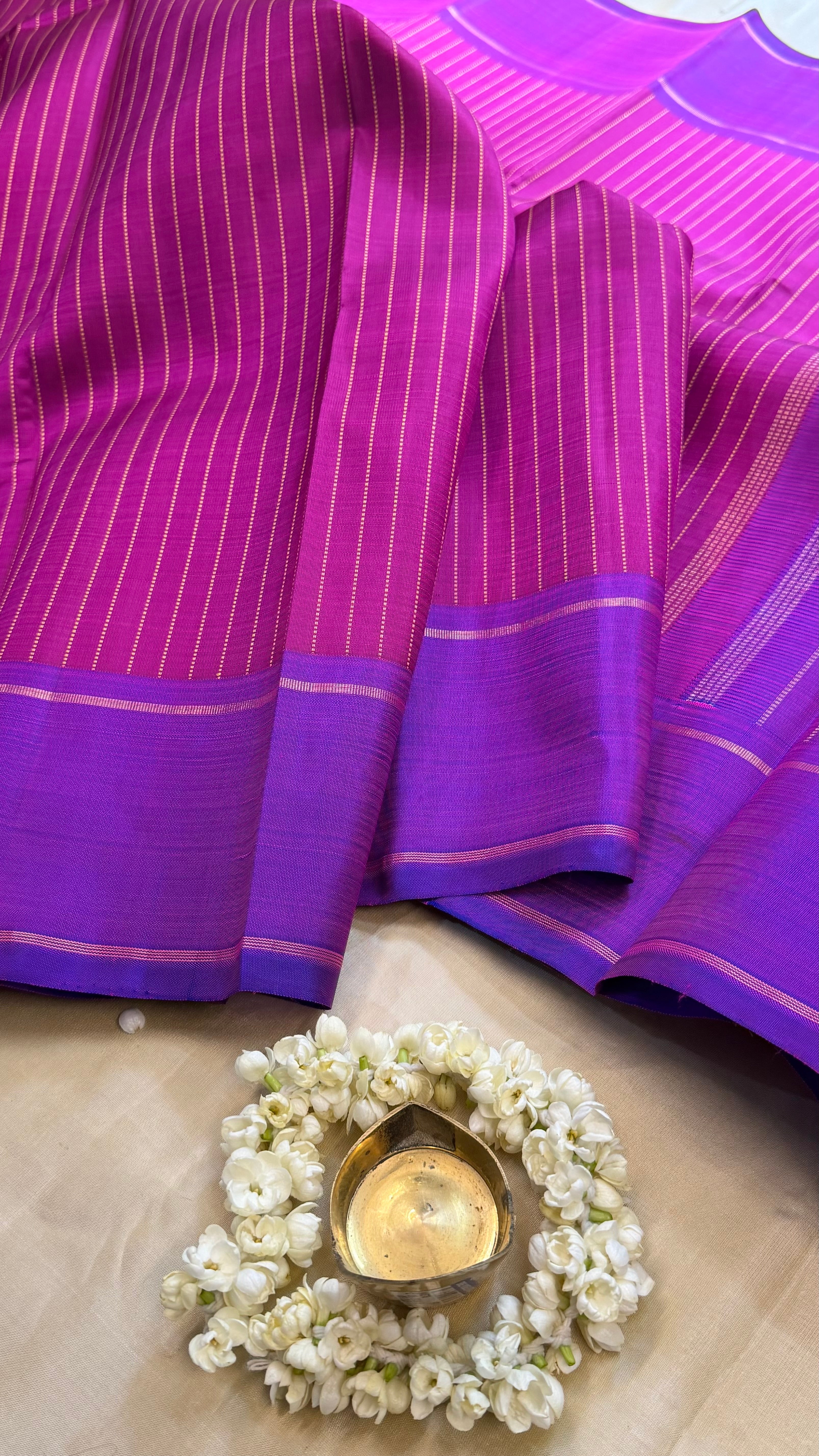 Magenta pink and purple / Kanjipuram silk