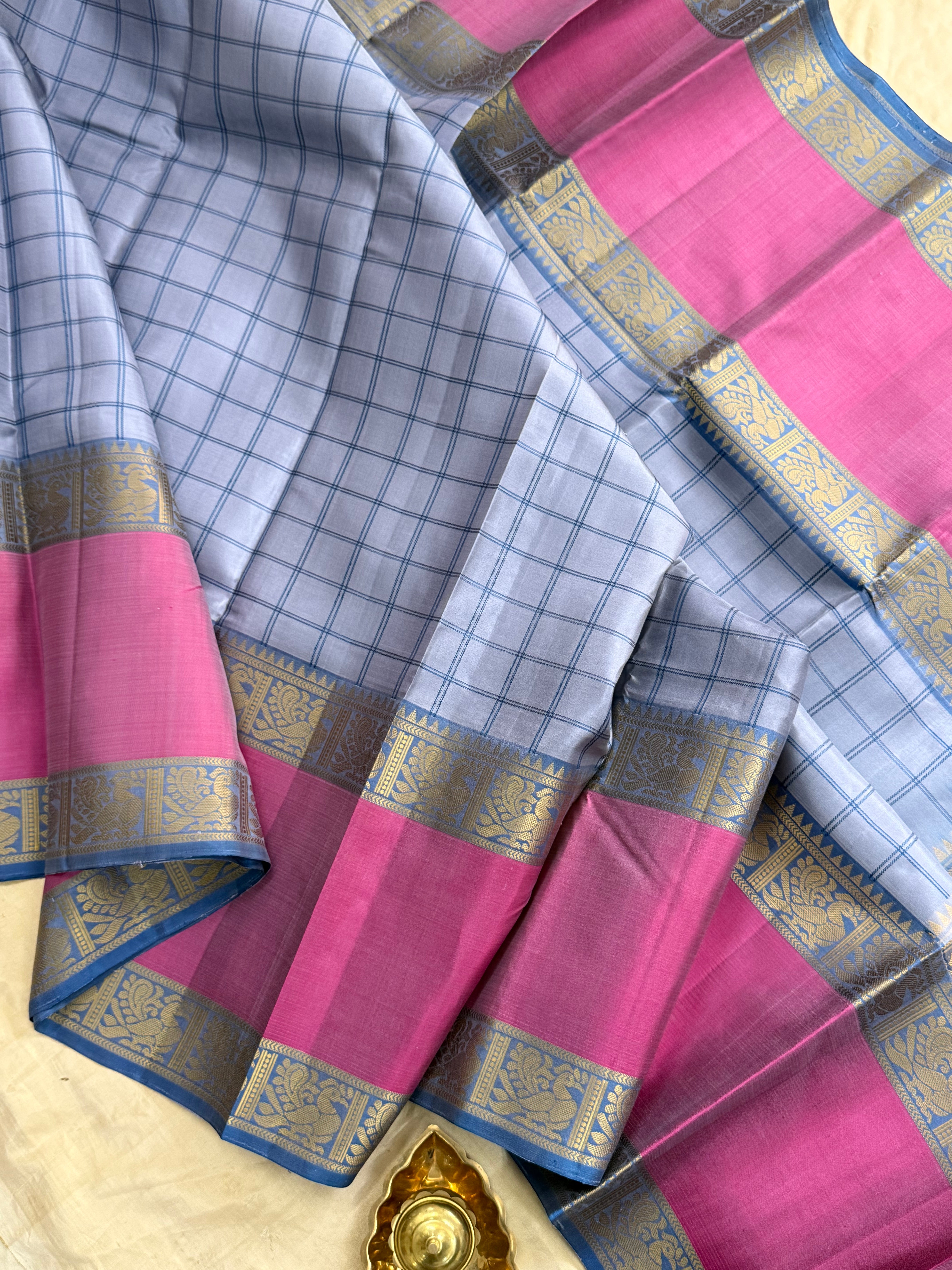 Grey kattam long border / Varnangal Soft Silk CL8755