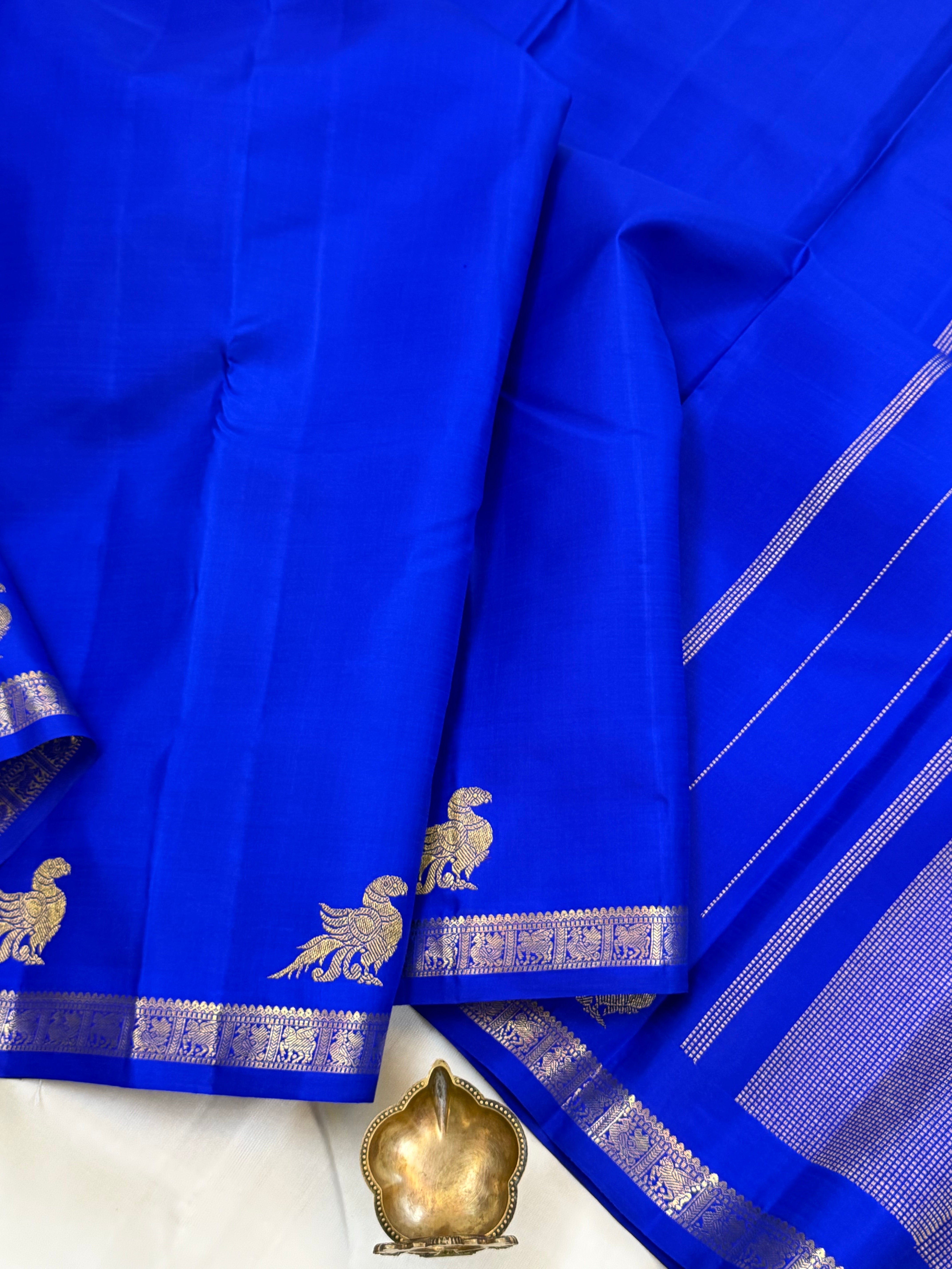 Ms blue Kili border 2g Kanjipuram silk CLSA11020